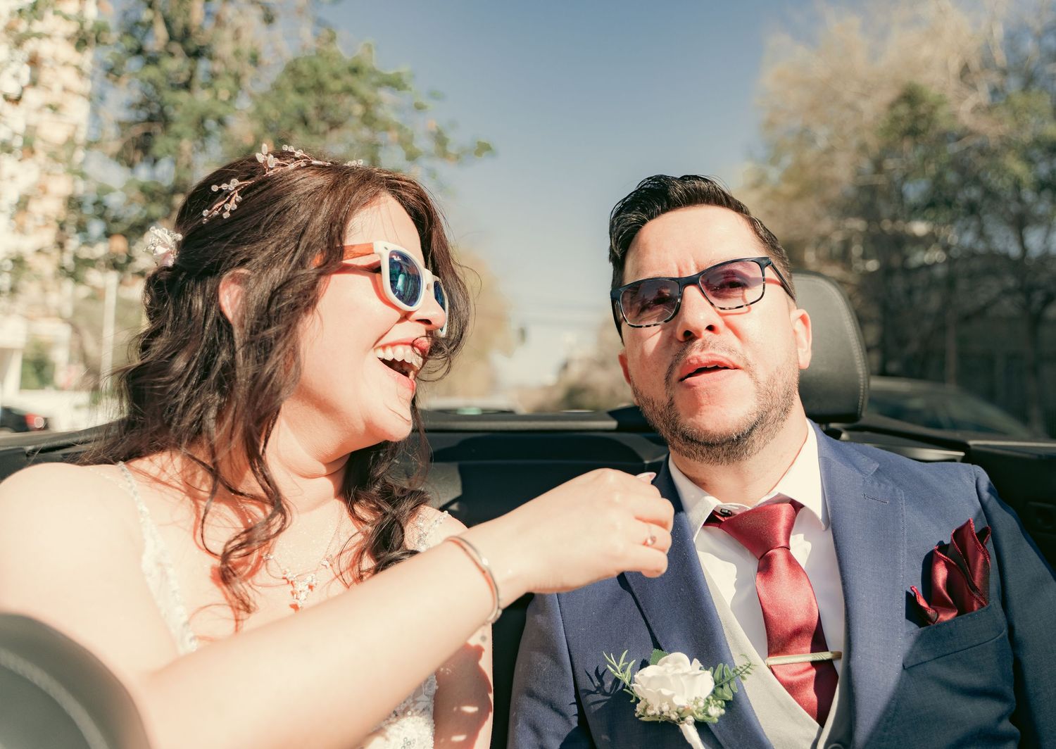 Romantic outdoor wedding photo sequence with a couple in formal attire.