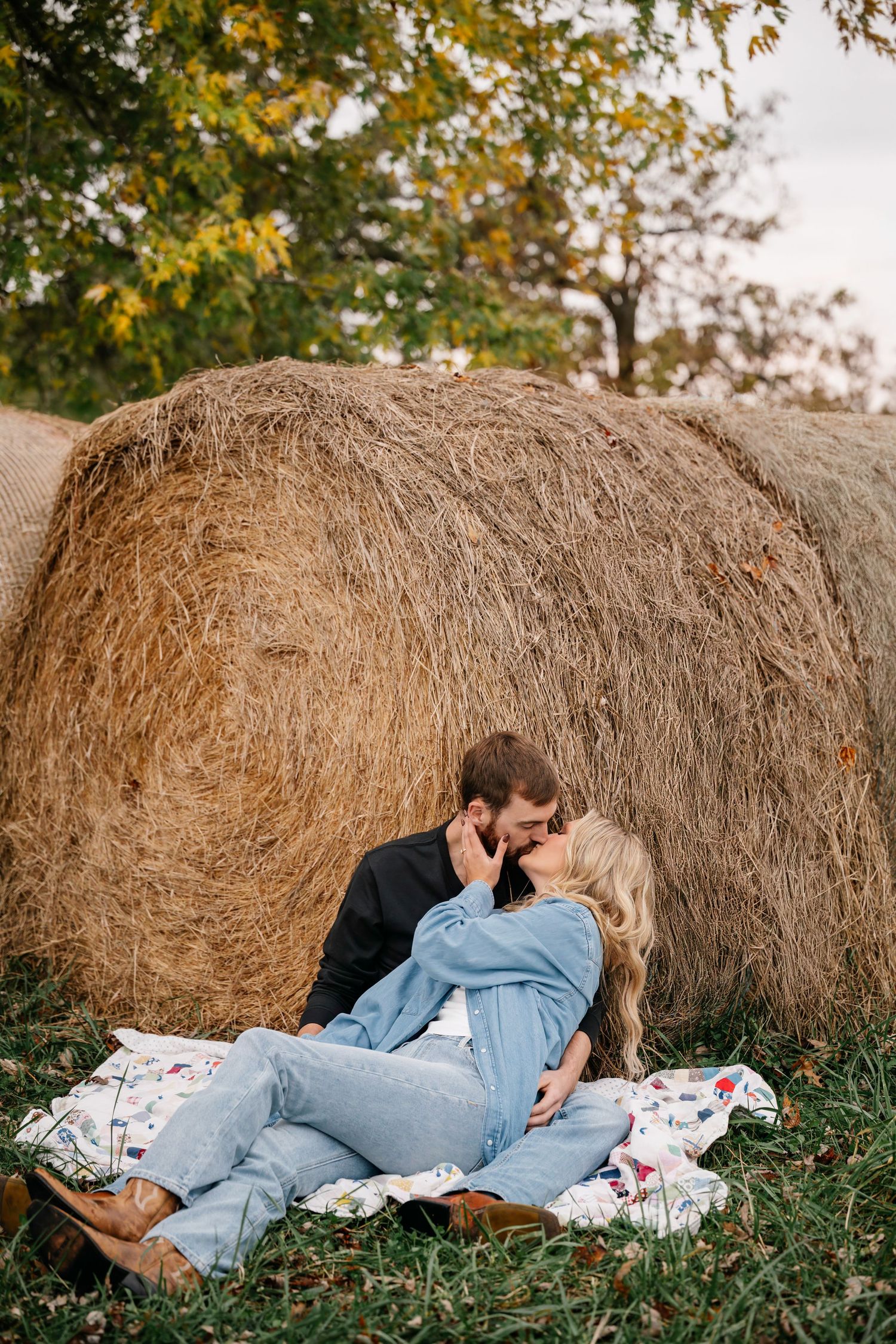hay bale engagement photos