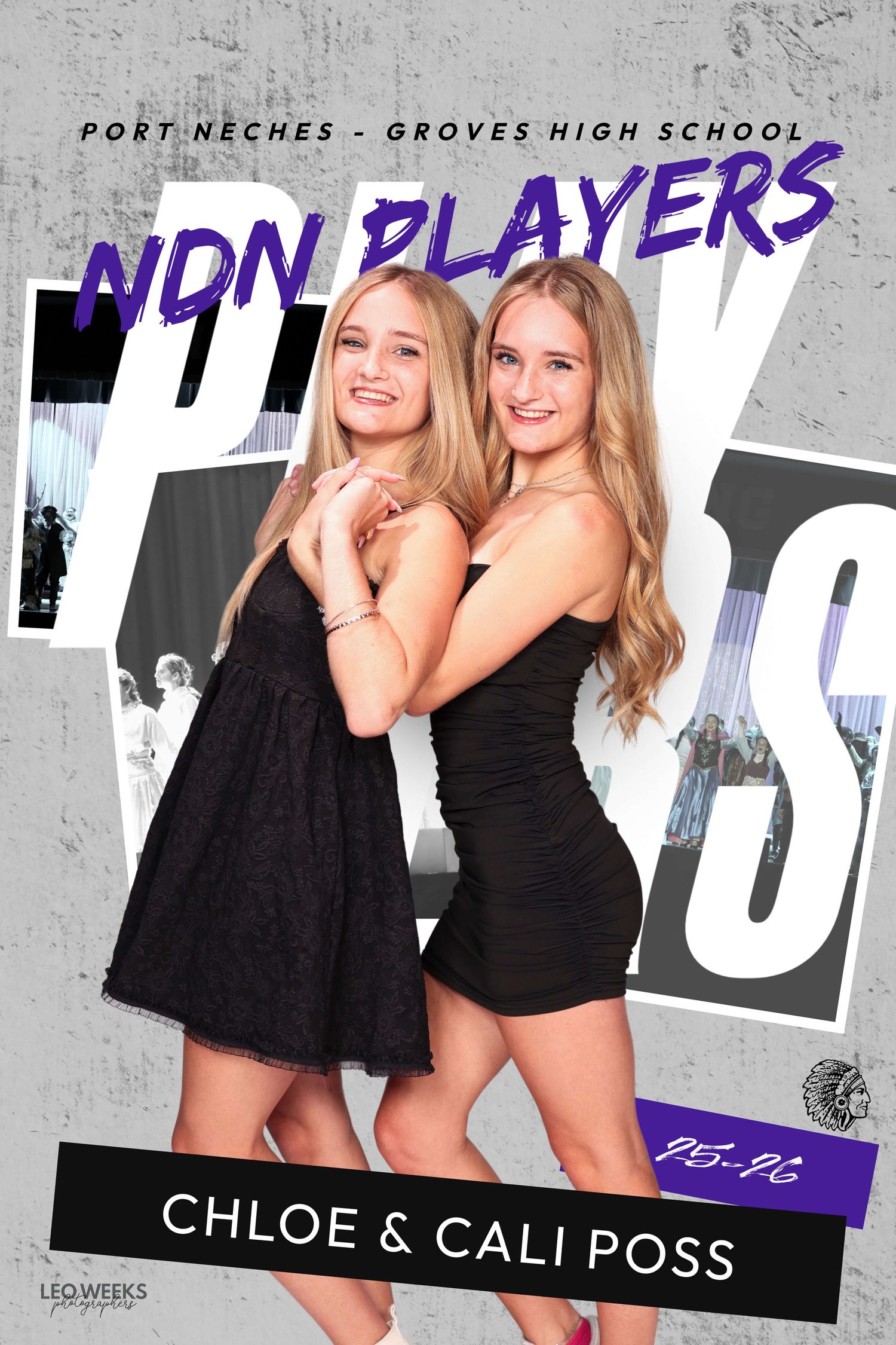 Two students in black dresses pose back-to-back for Port Neches-Groves High School non-players photo.