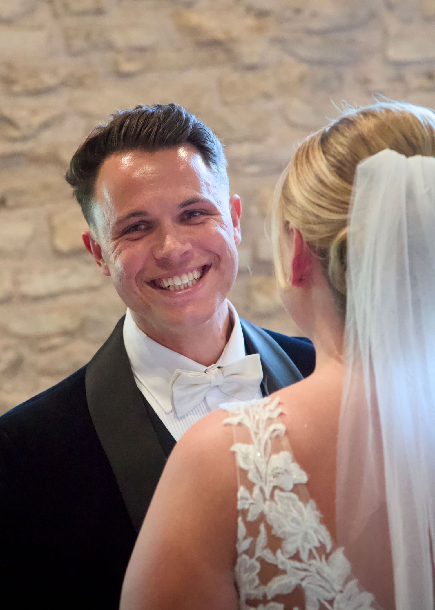Candid sequence of a couple sharing intimate moments during their wedding ceremony.