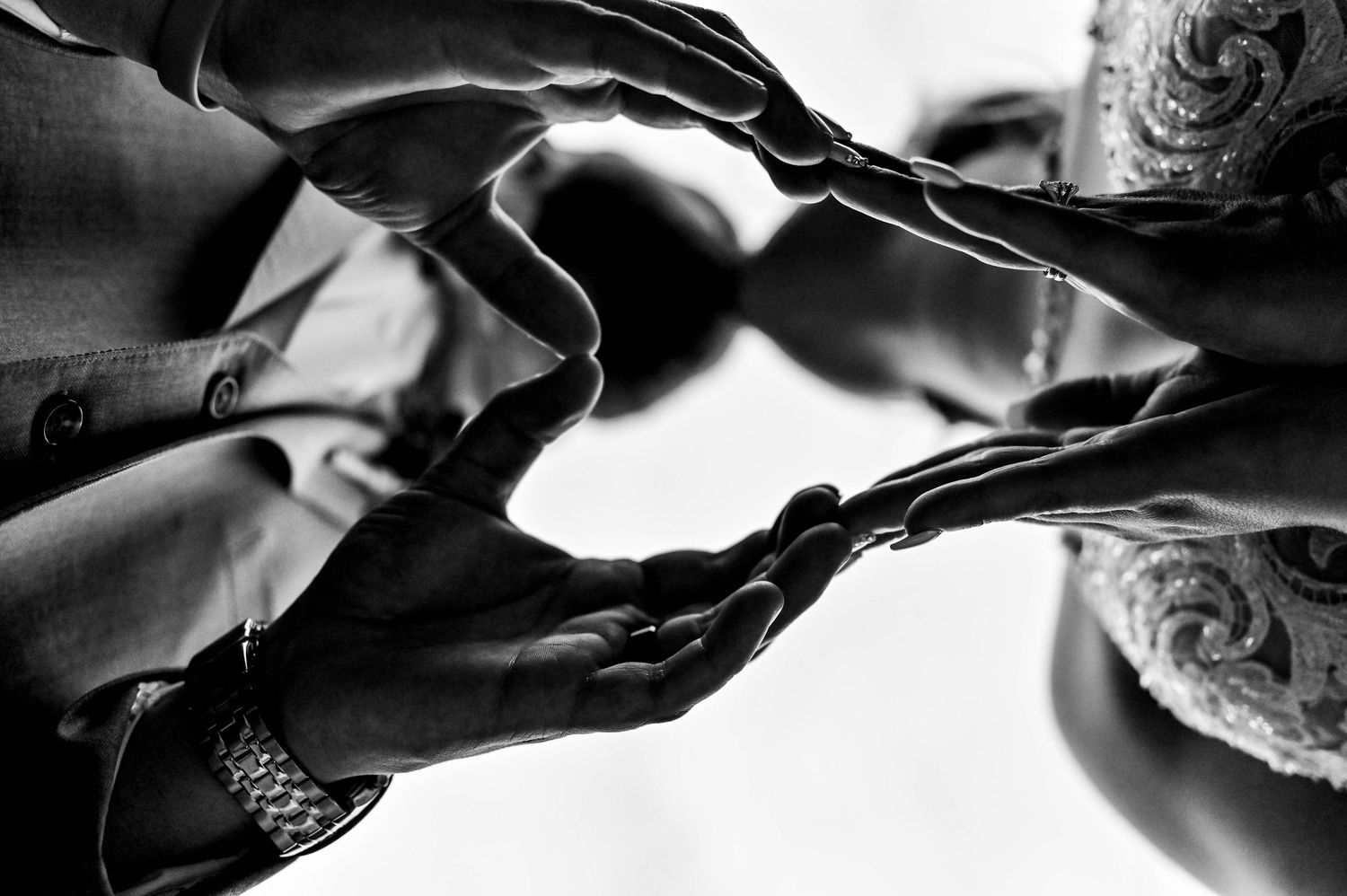 Artistic black and white photo showing reflective surfaces and geometric shapes.