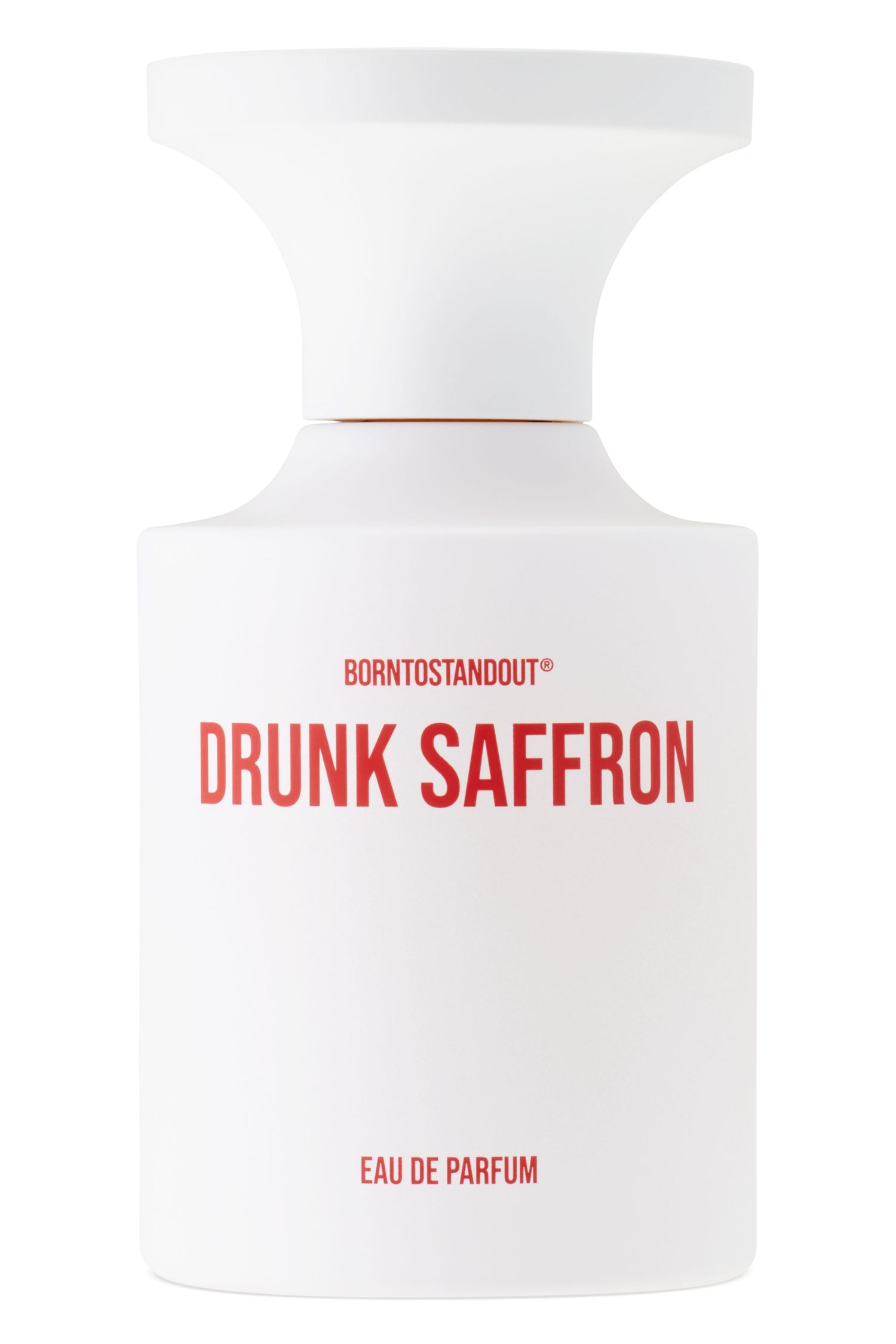 A bottle of BORNTOSTANDOUT Drunk Saffron fragrance