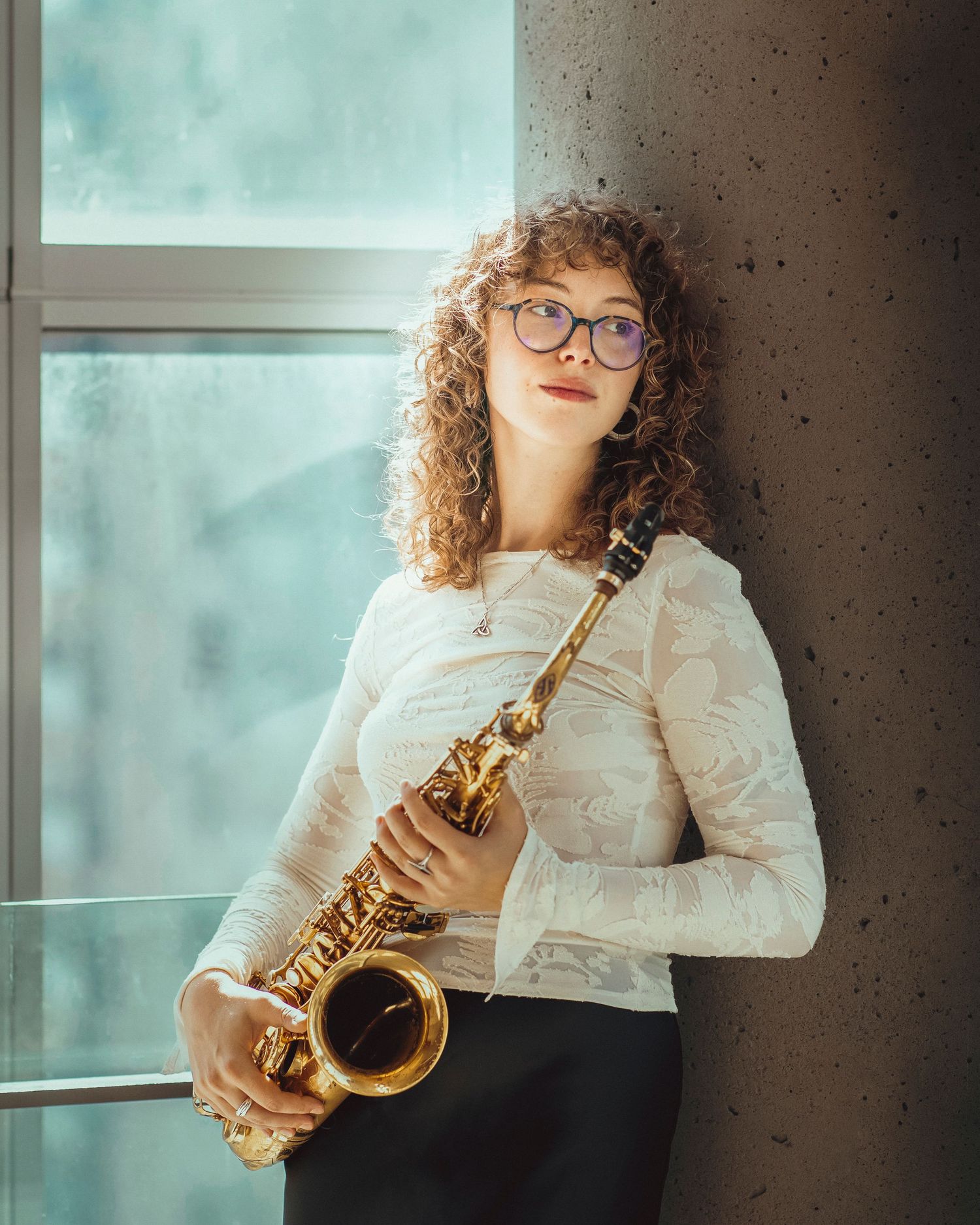Portrait of Montreal jazz saxophonist by Eva Z