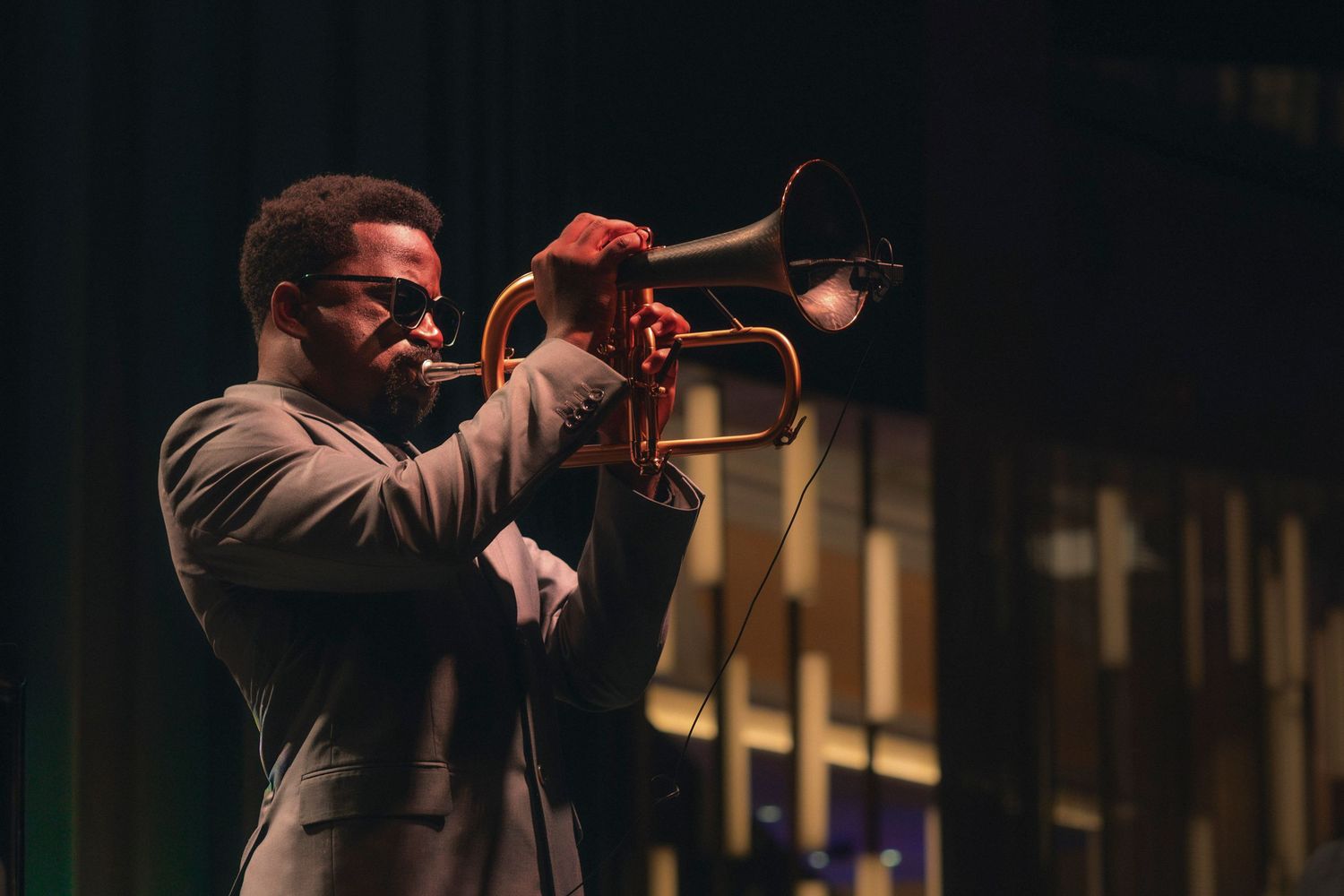 Live portrait of trumpeter by Eva Z