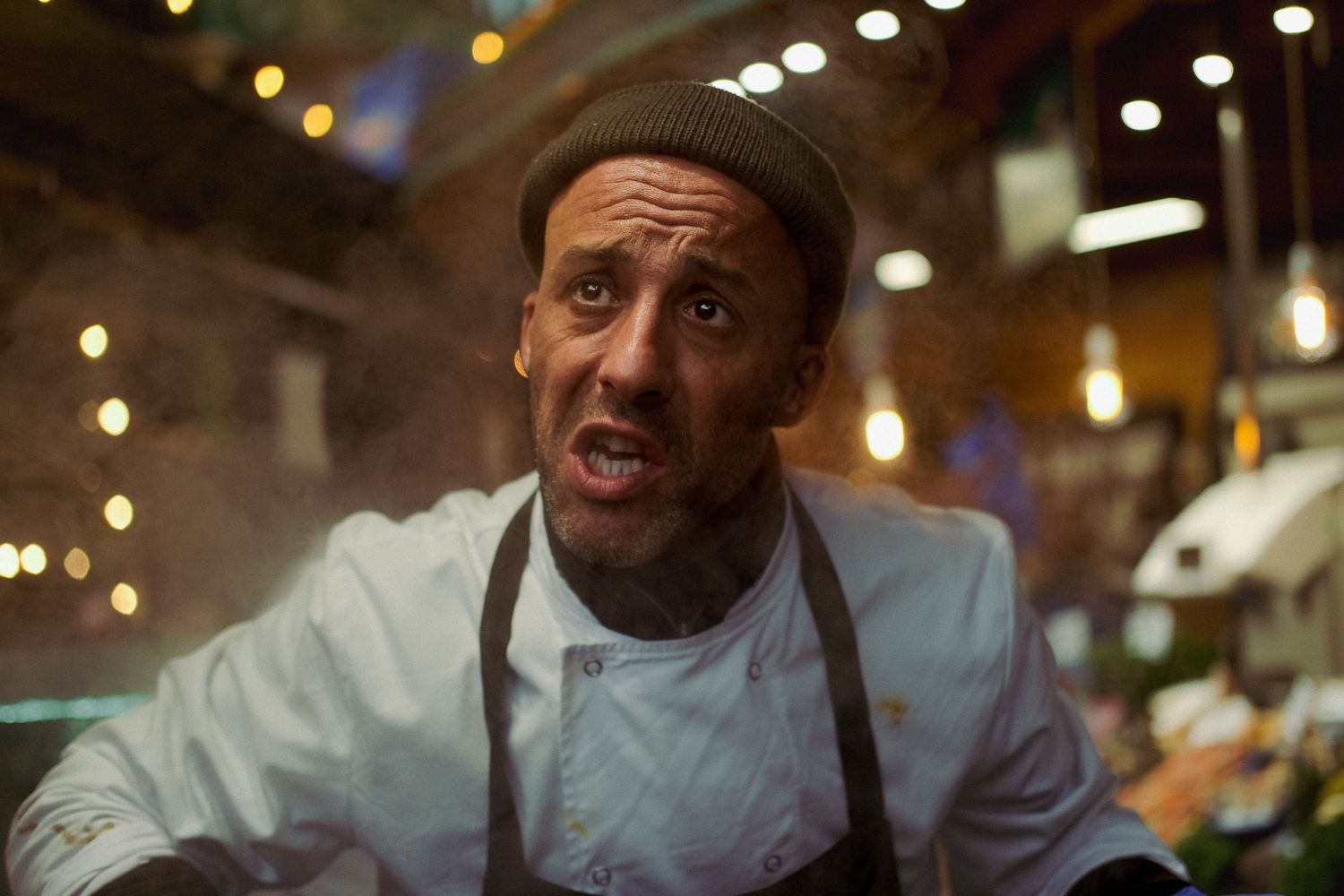 Environmental portrait of a chef working at Borough Market in London