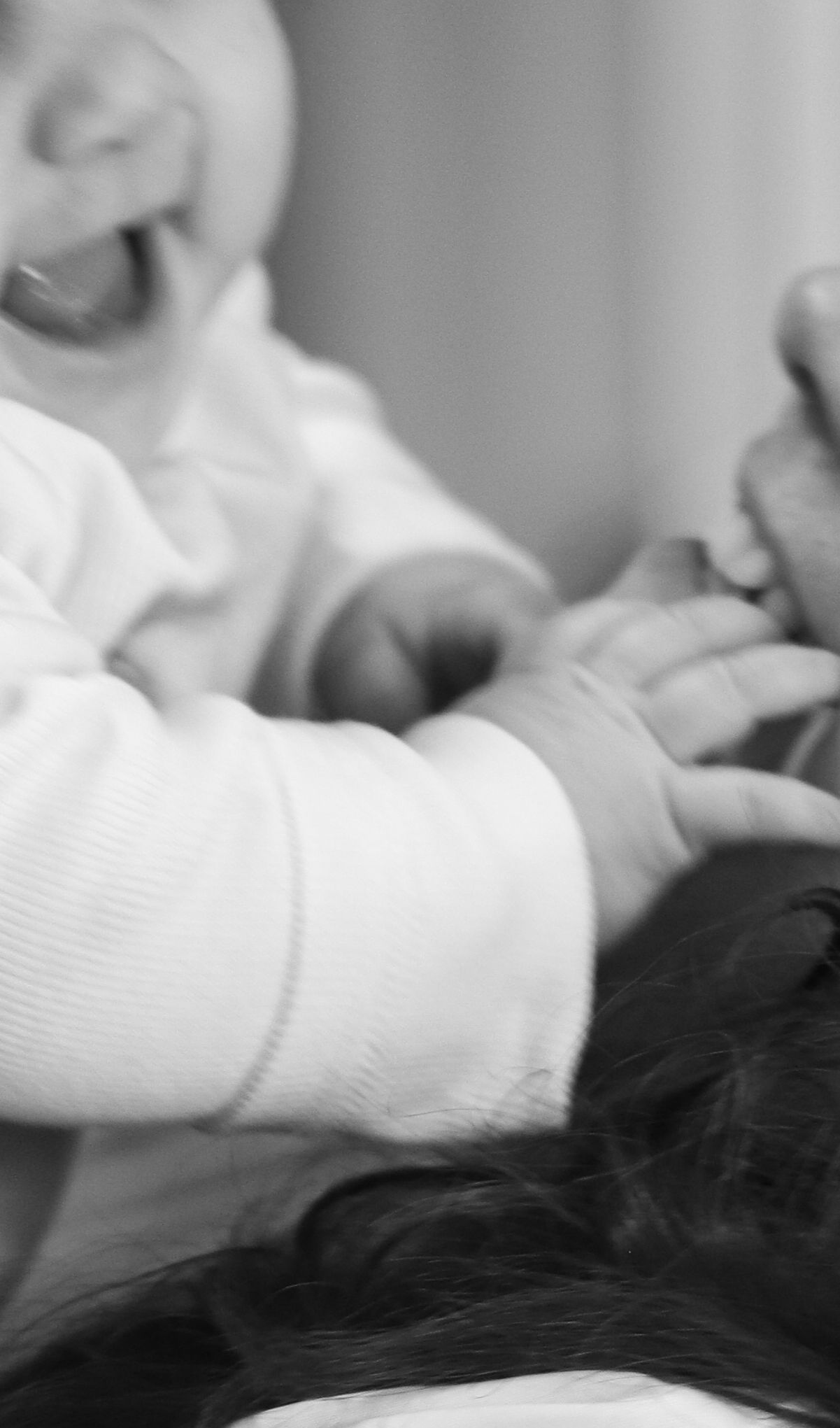 Beautiful black and white image of a mother and her baby