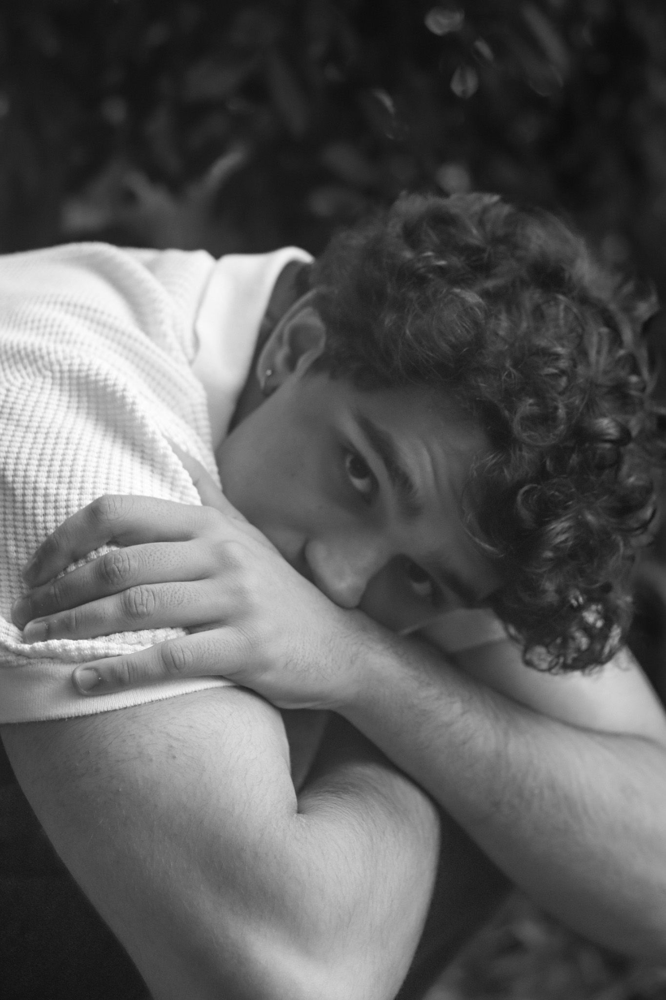 Beautiful black and white image of a young man
