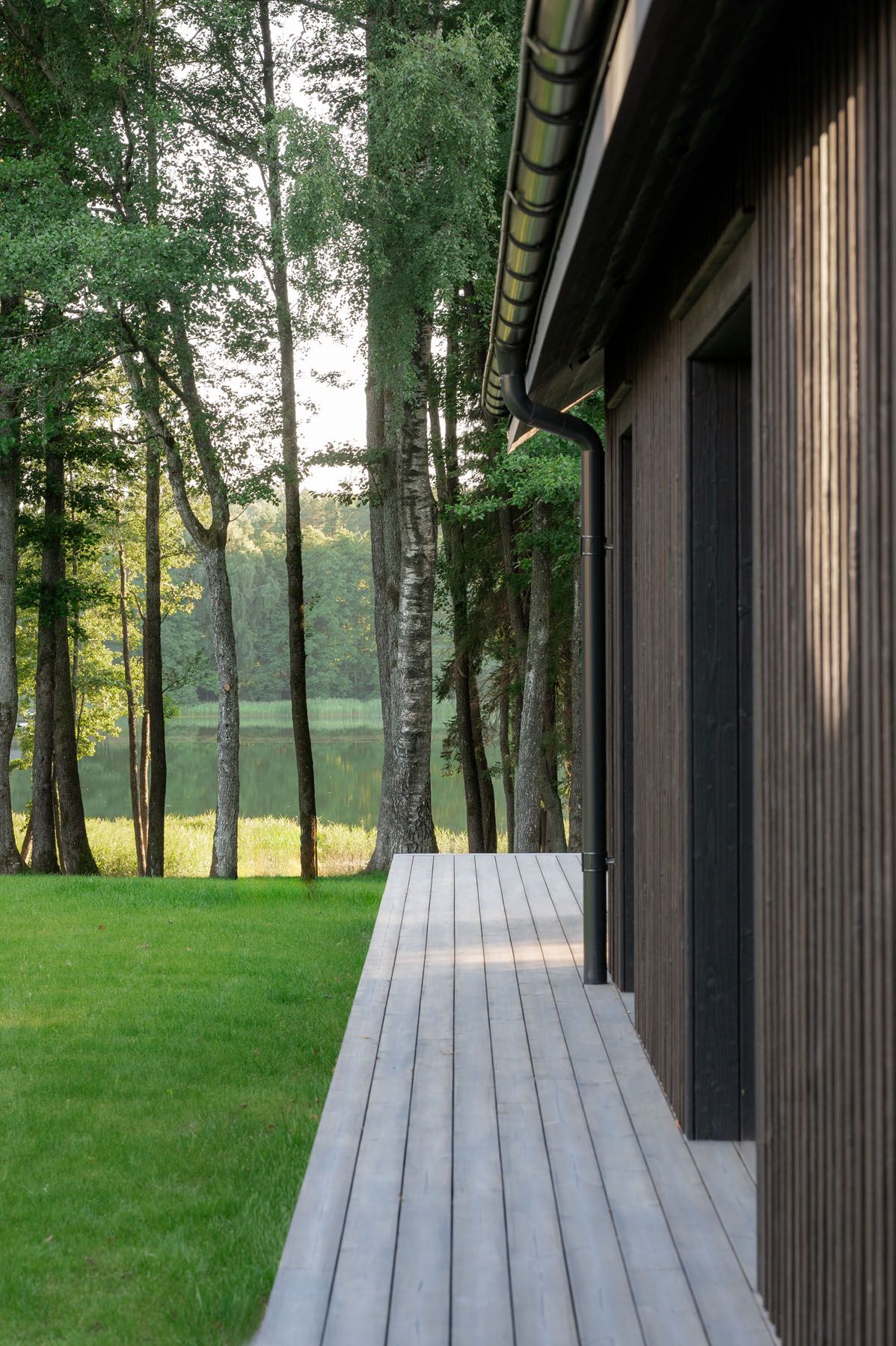 Close-up of vertical Sugi Ban wood cladding