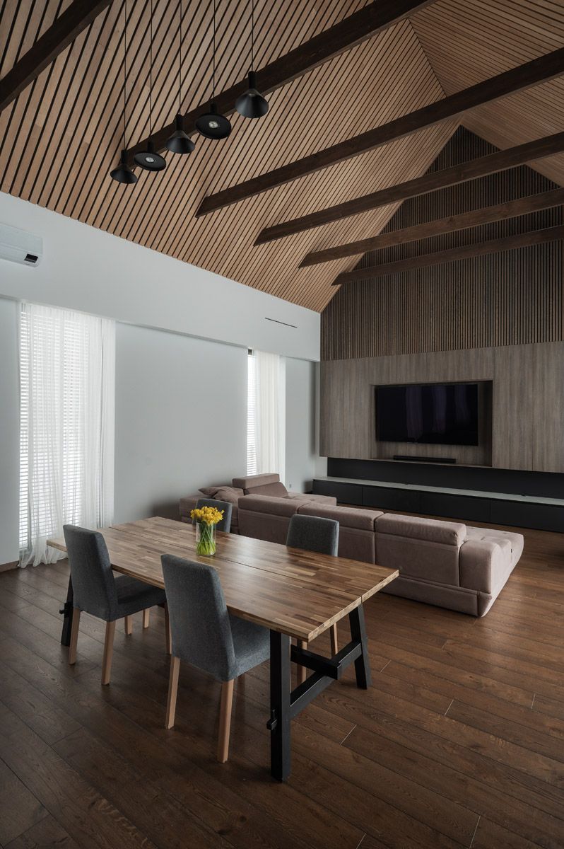 Open-plan living and dining area in a modern house