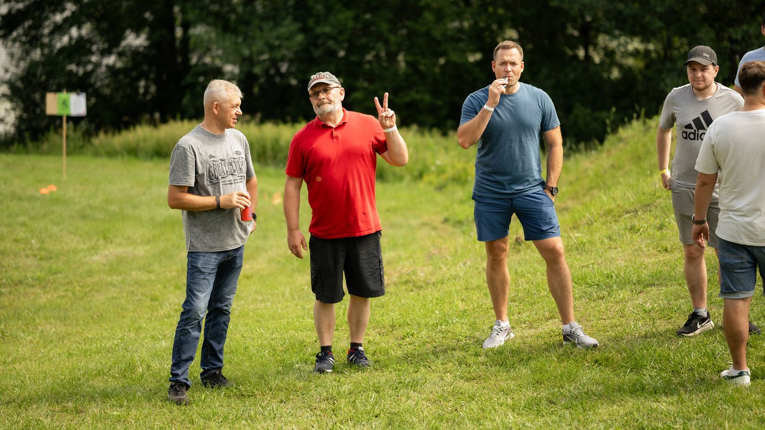 Team members participating in a group activity