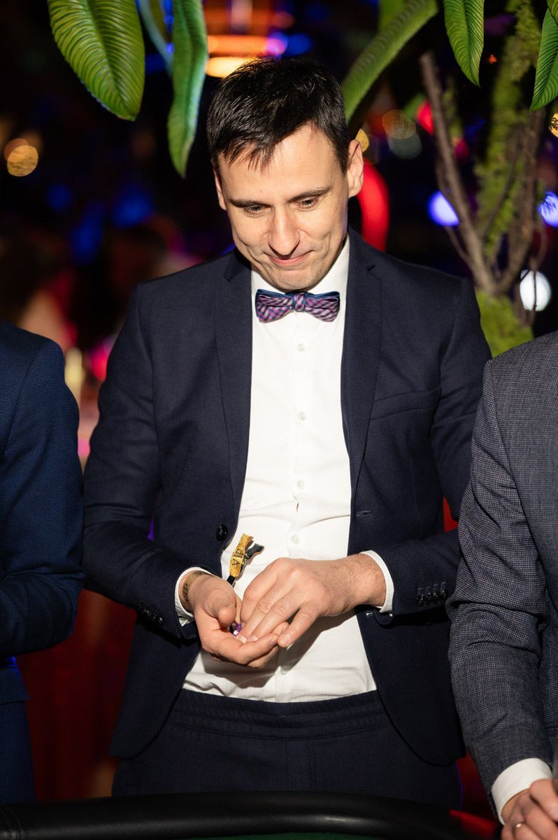 Guest participating in casino games at the Conresta Winter Party
