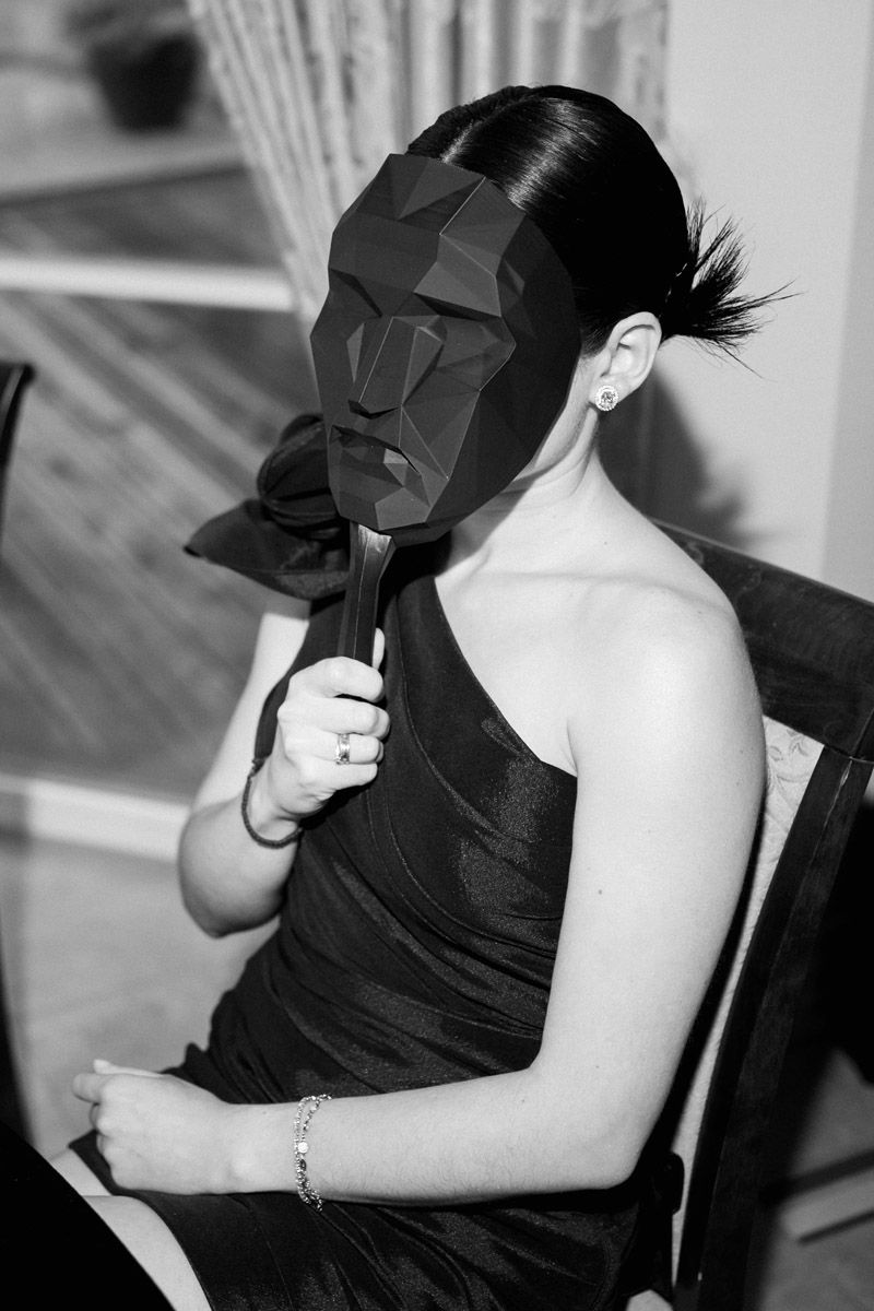 Black and white portrait of a guest at the private party