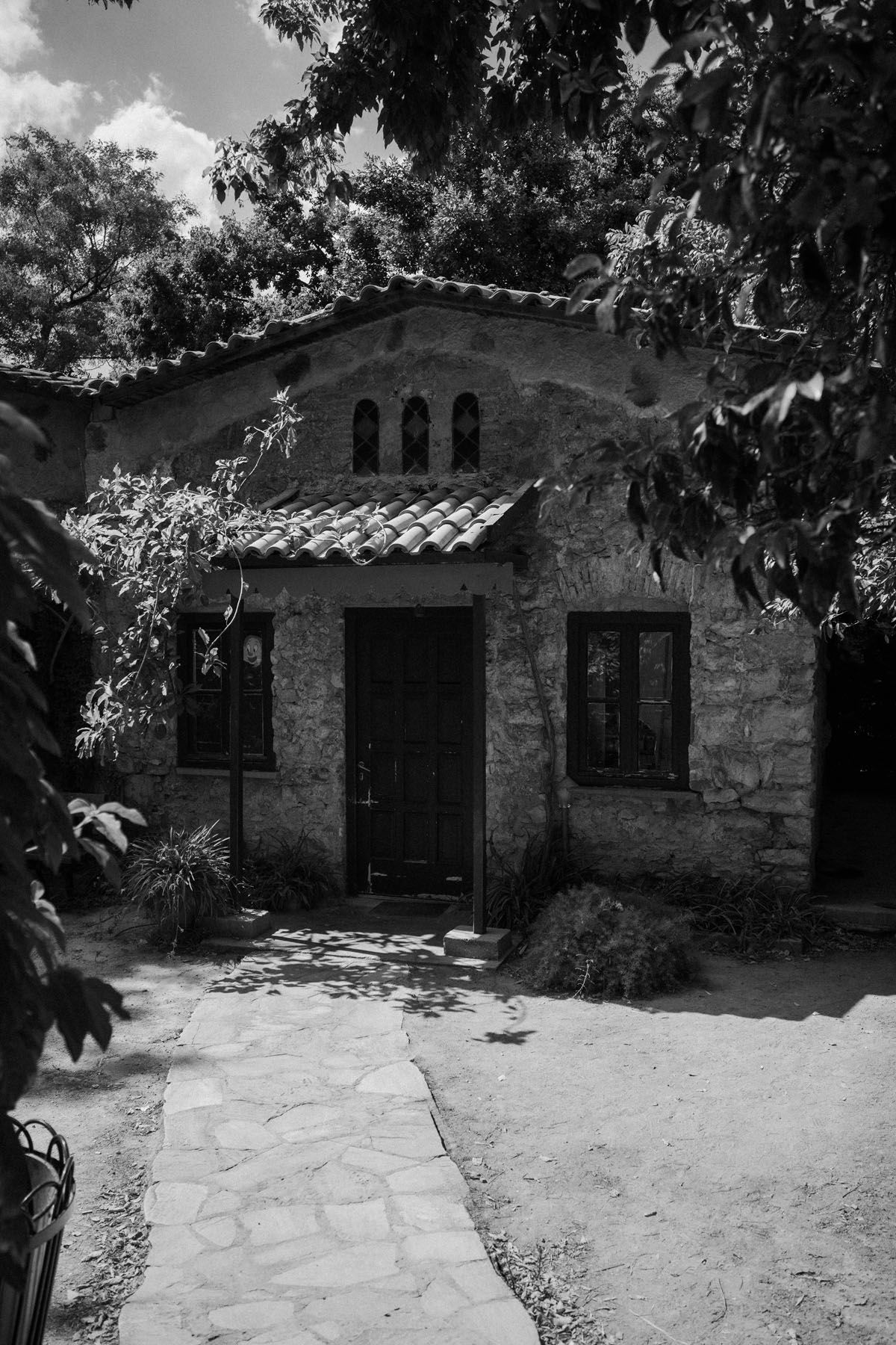 Atmospheric street scene in Athens Greece with historic architecture
