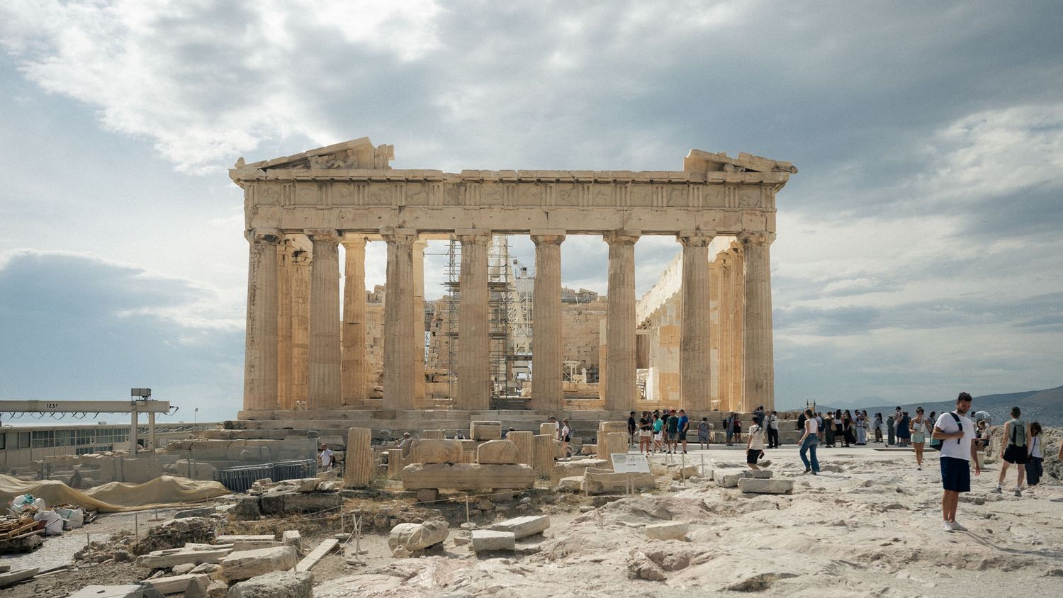 Ancient Agora of Athens in Greece with historic ruins and Acropolis surroundings