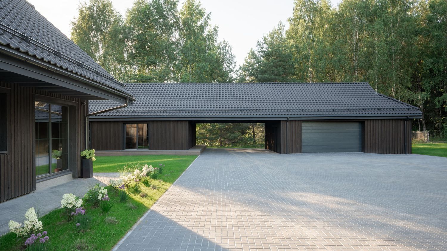 Modern residential property exterior photographed in Trakai District