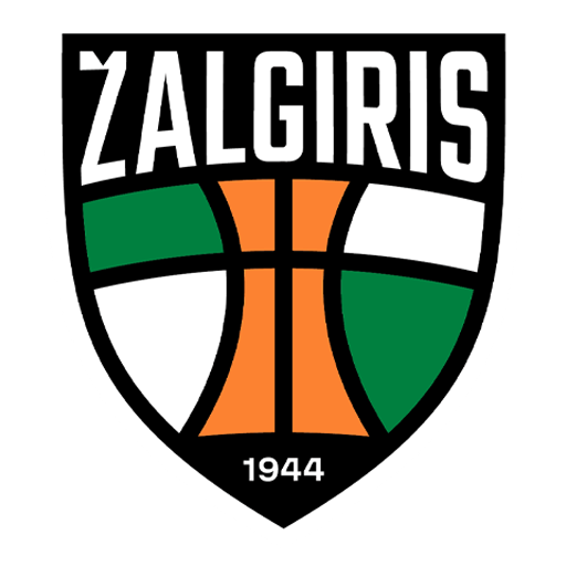 Zalgiris 1944 shield logo in green, white and orange featuring a basketball motif for the Lithuanian basketball team.