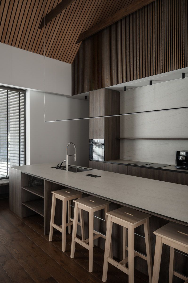 Contemporary kitchen with timber cabinetry and island