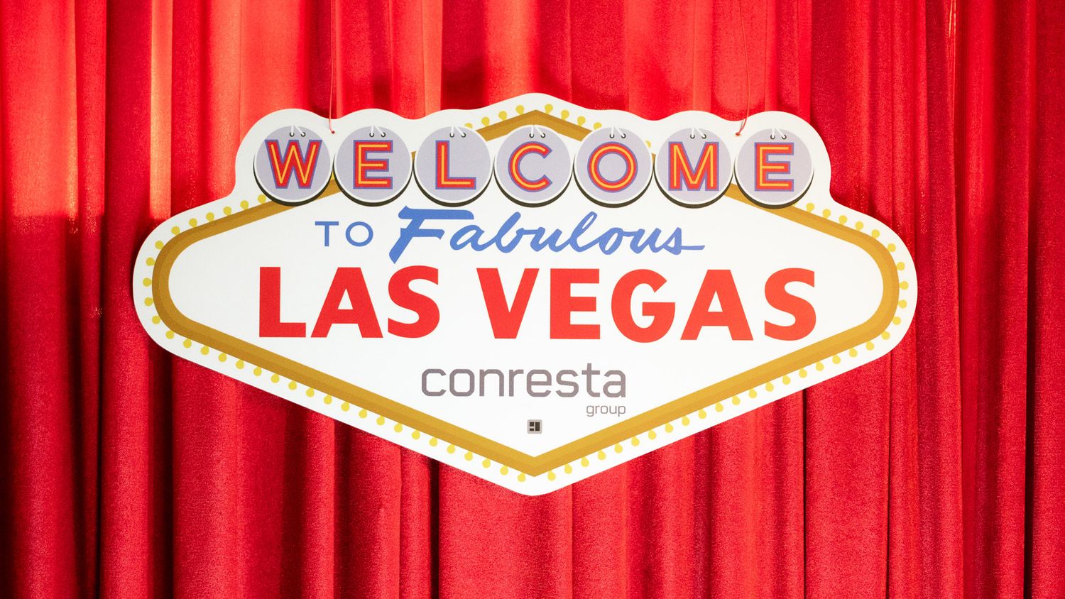 Las Vegas themed event sign at the Conresta corporate party