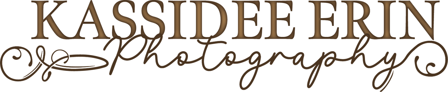 Kassidee Erin Photography elegant brown script logo with decorative swirl accents.