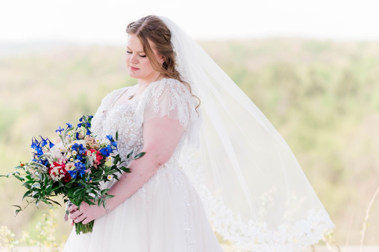 Bride with bouquet at the Roost in Mahaffey, Pennsylvania