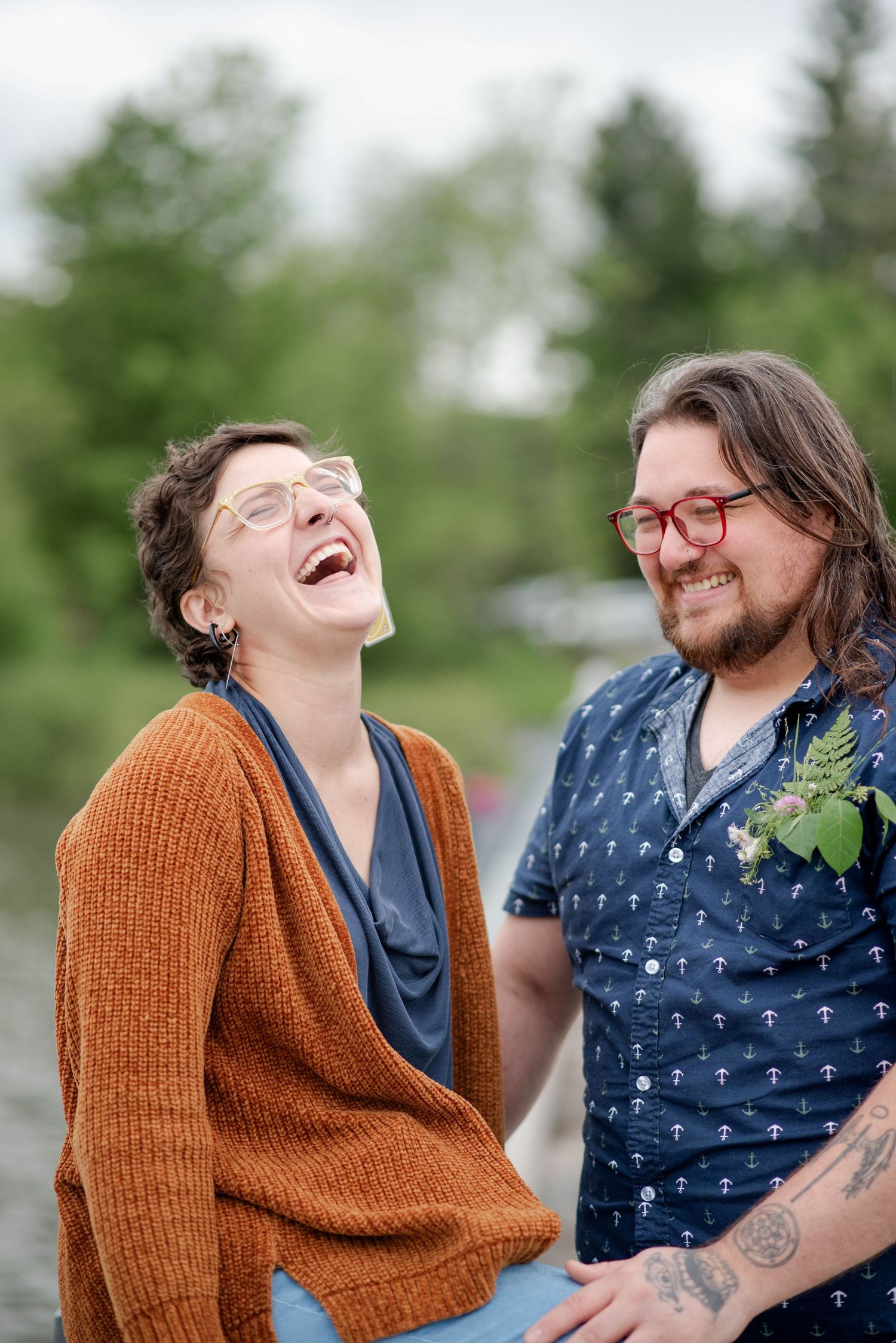 Couple on bridge at Quemahoning Dam