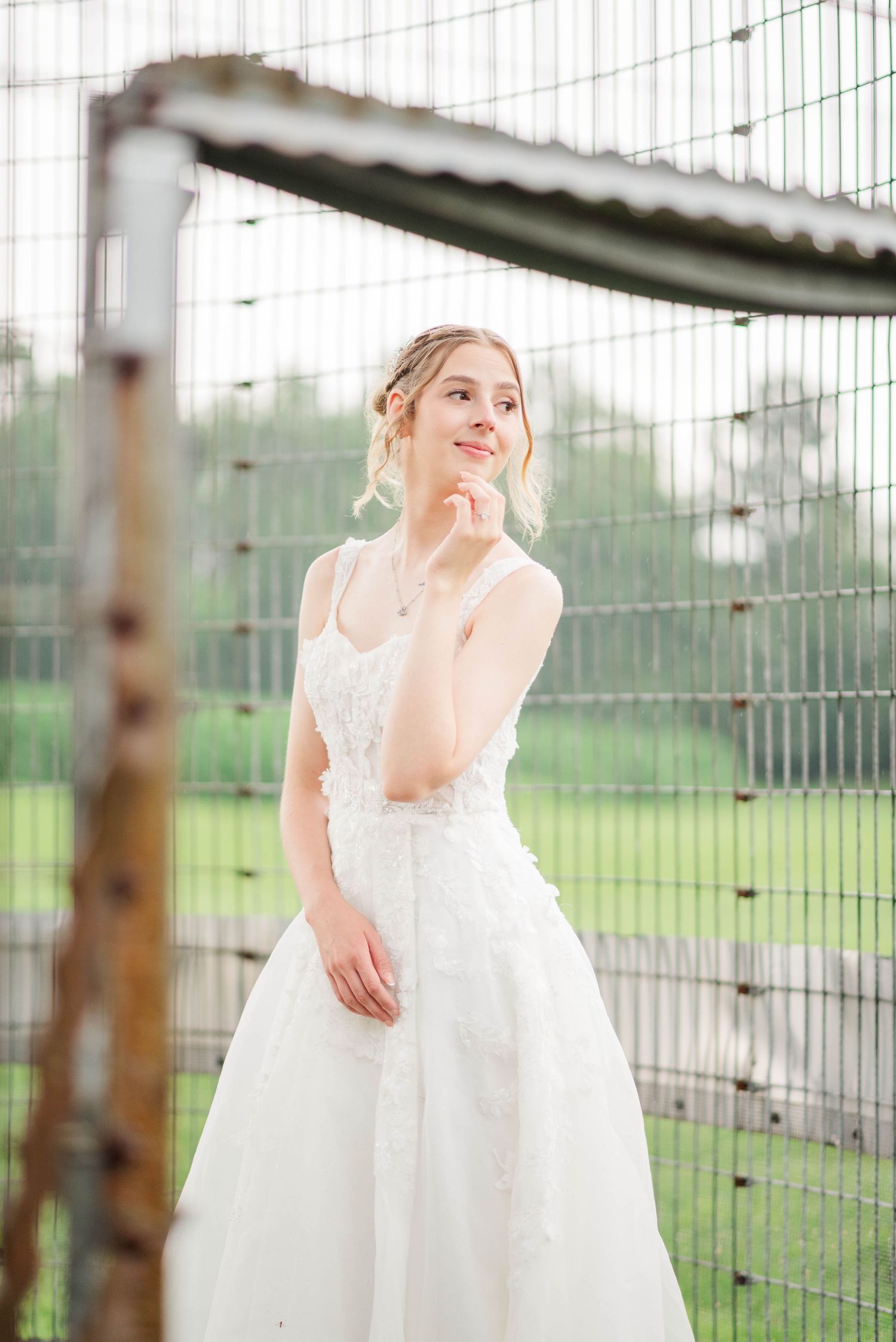 Bride in wire silo at Joiner Farms in Northern Cambria, Pennsylvania