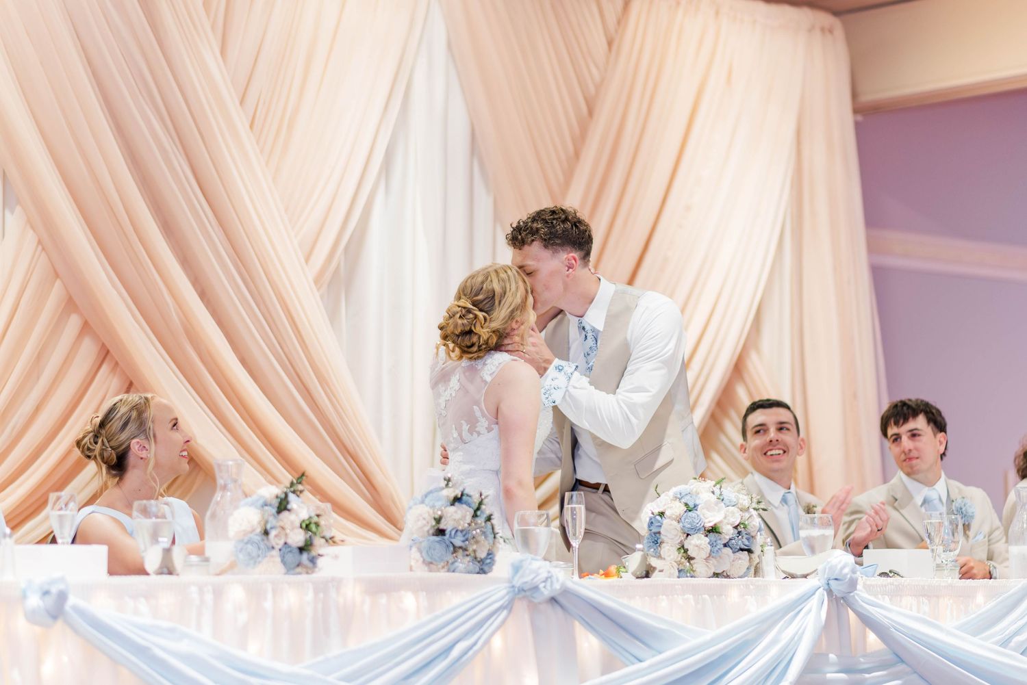 Bride and groom kiss at Ace's in Johnstown, Pennsylvania