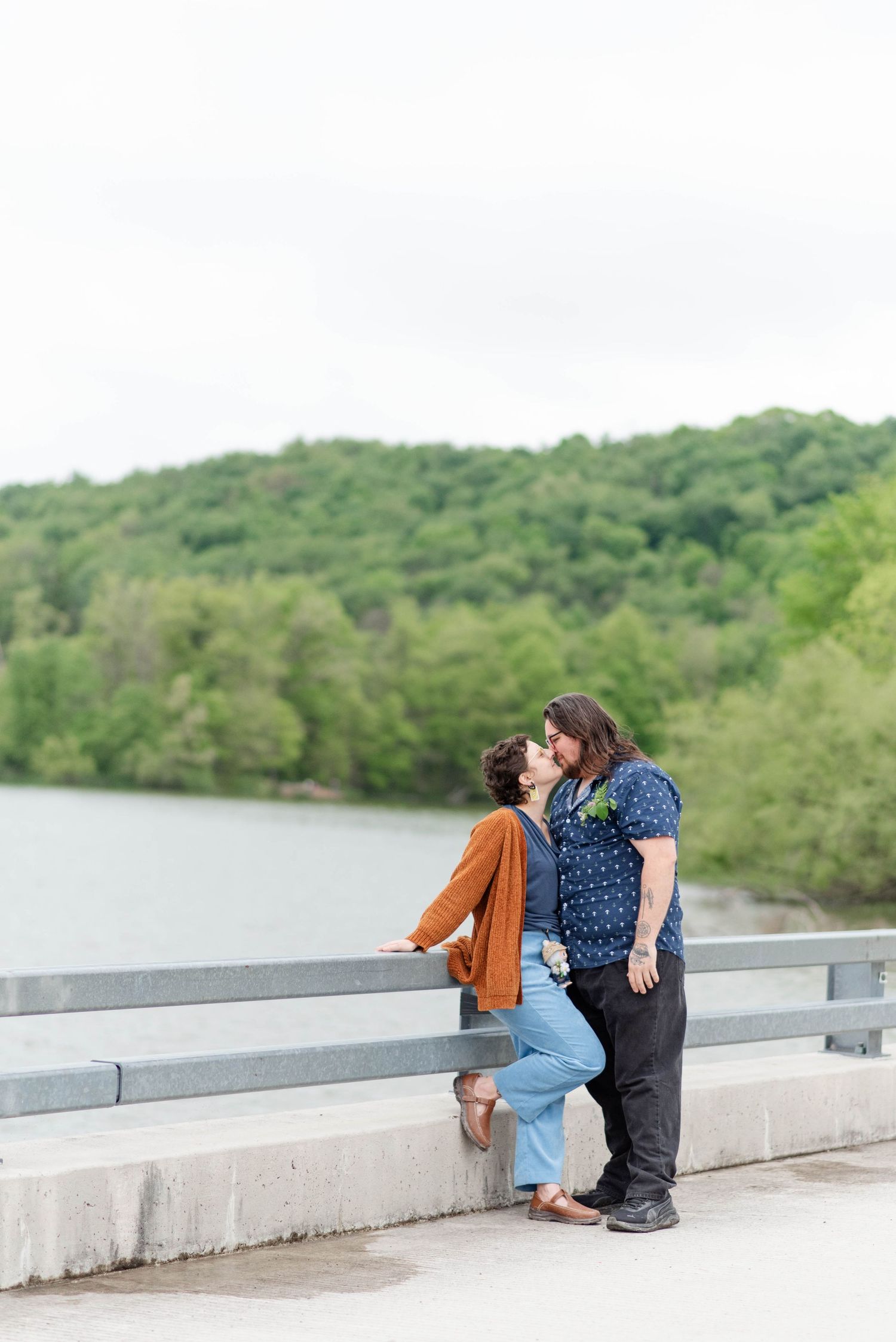 Couple on bridge at Quemahoning Dam