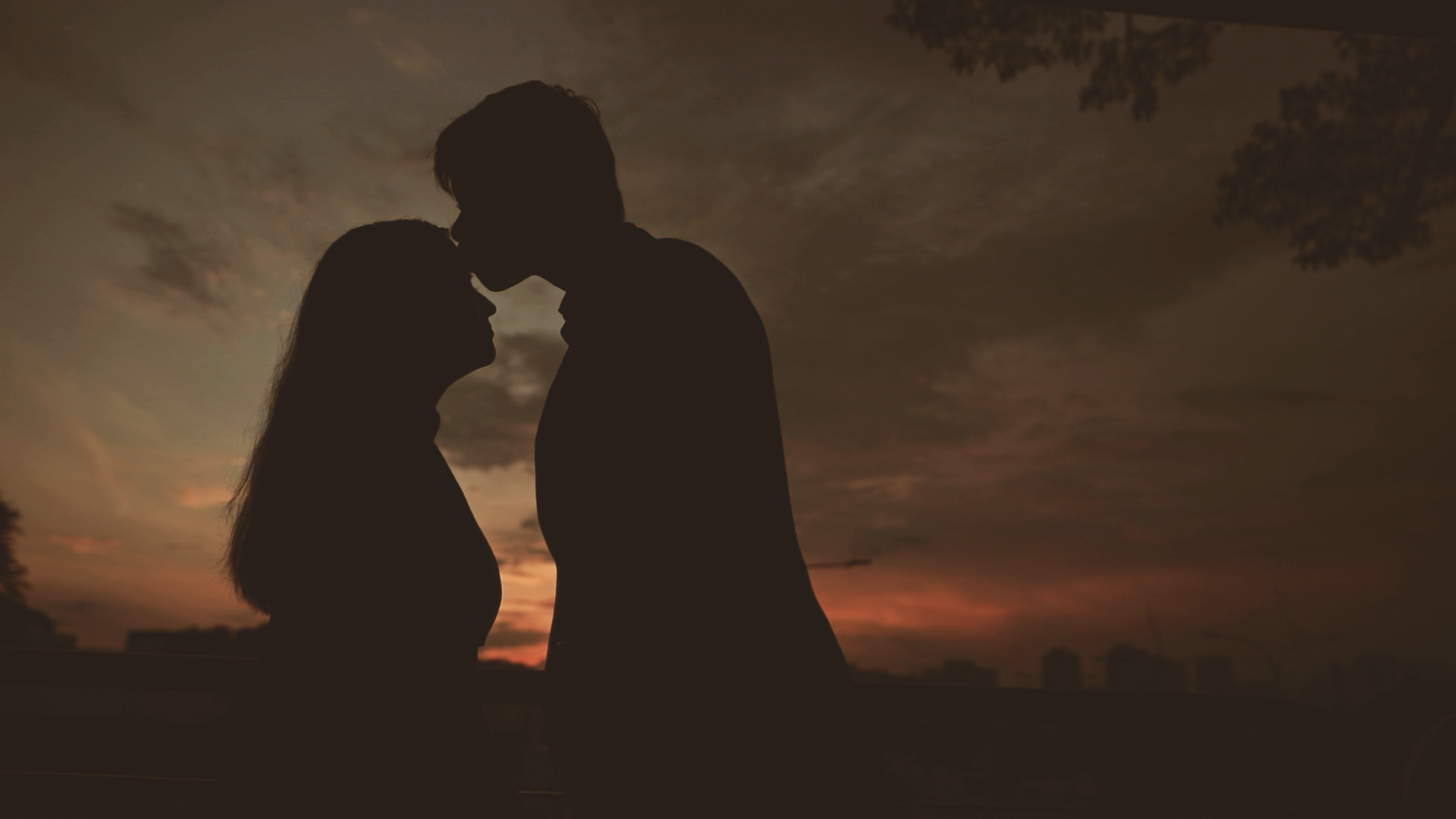 Groom kissing bride captured by Singapore wedding videographer