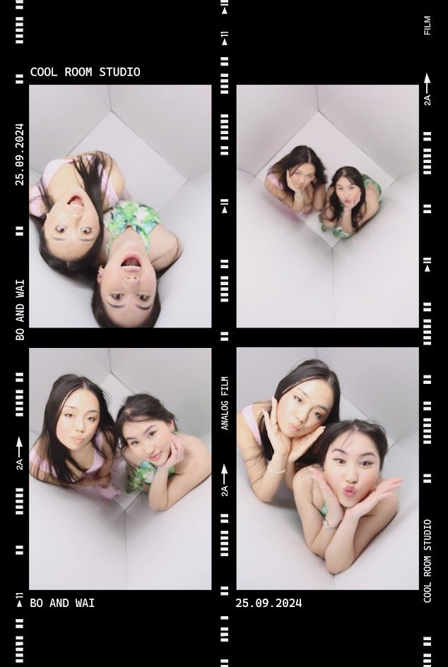 Editorial bird's-eye-view wedding photobooth picture of a small group in Sydney's original high-angle booth.