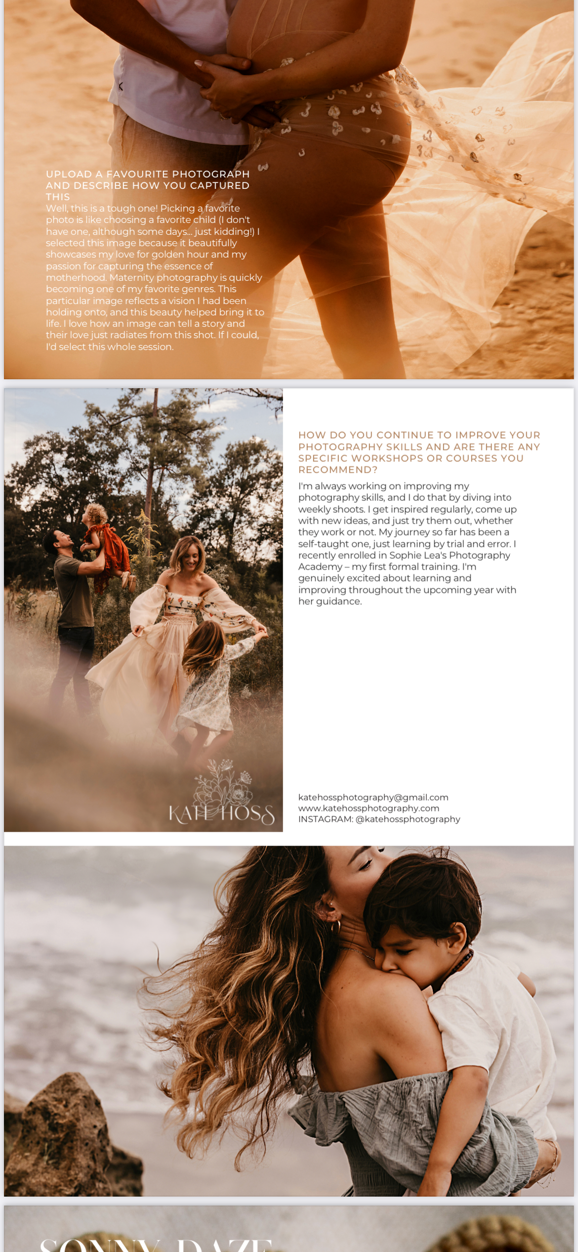Collection of artistic lifestyle photography featuring outdoor scenes with dreamy, ethereal lighting effects.