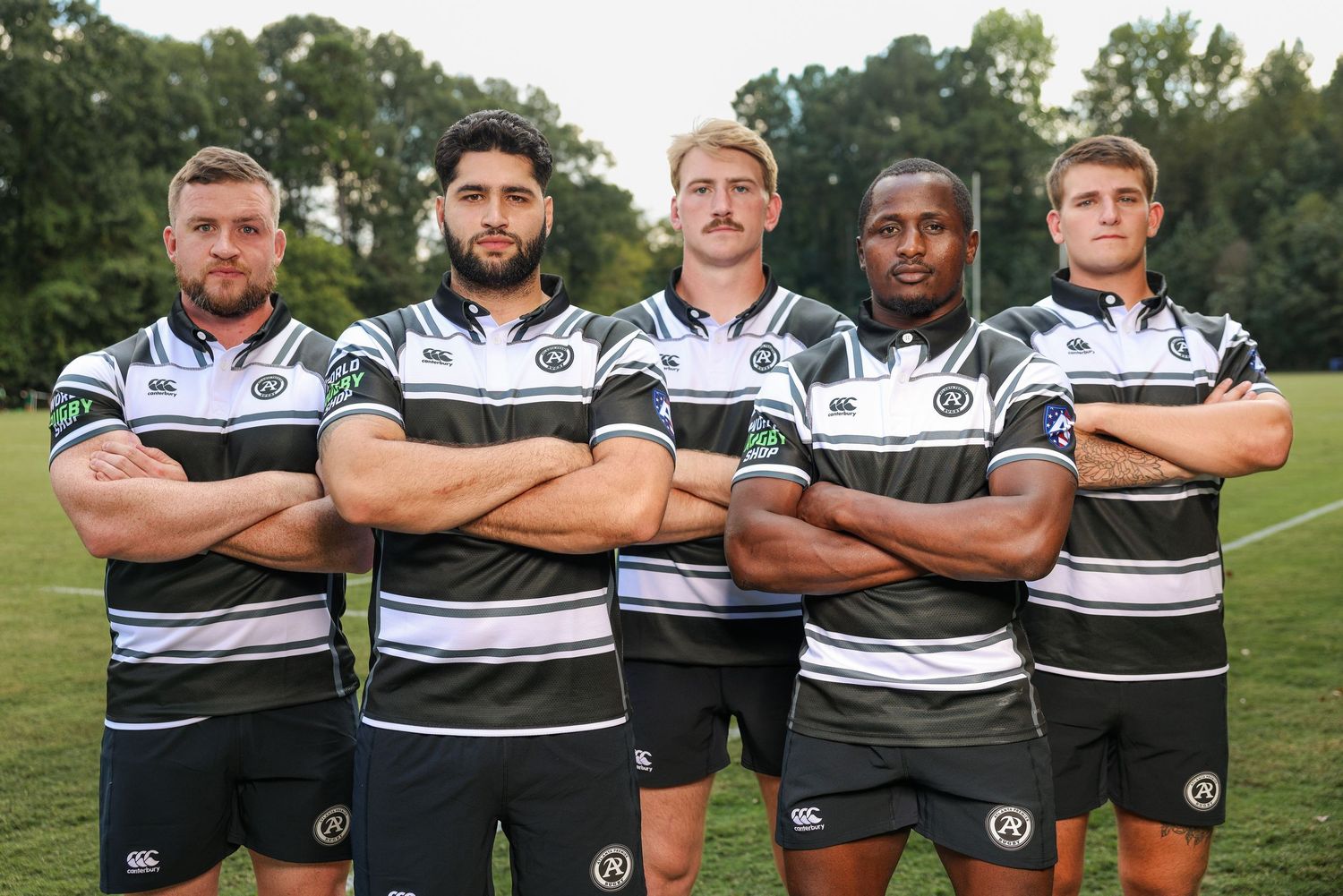Team sports photography capturing rugby players in group portrait for team branding, media, and organization identity
