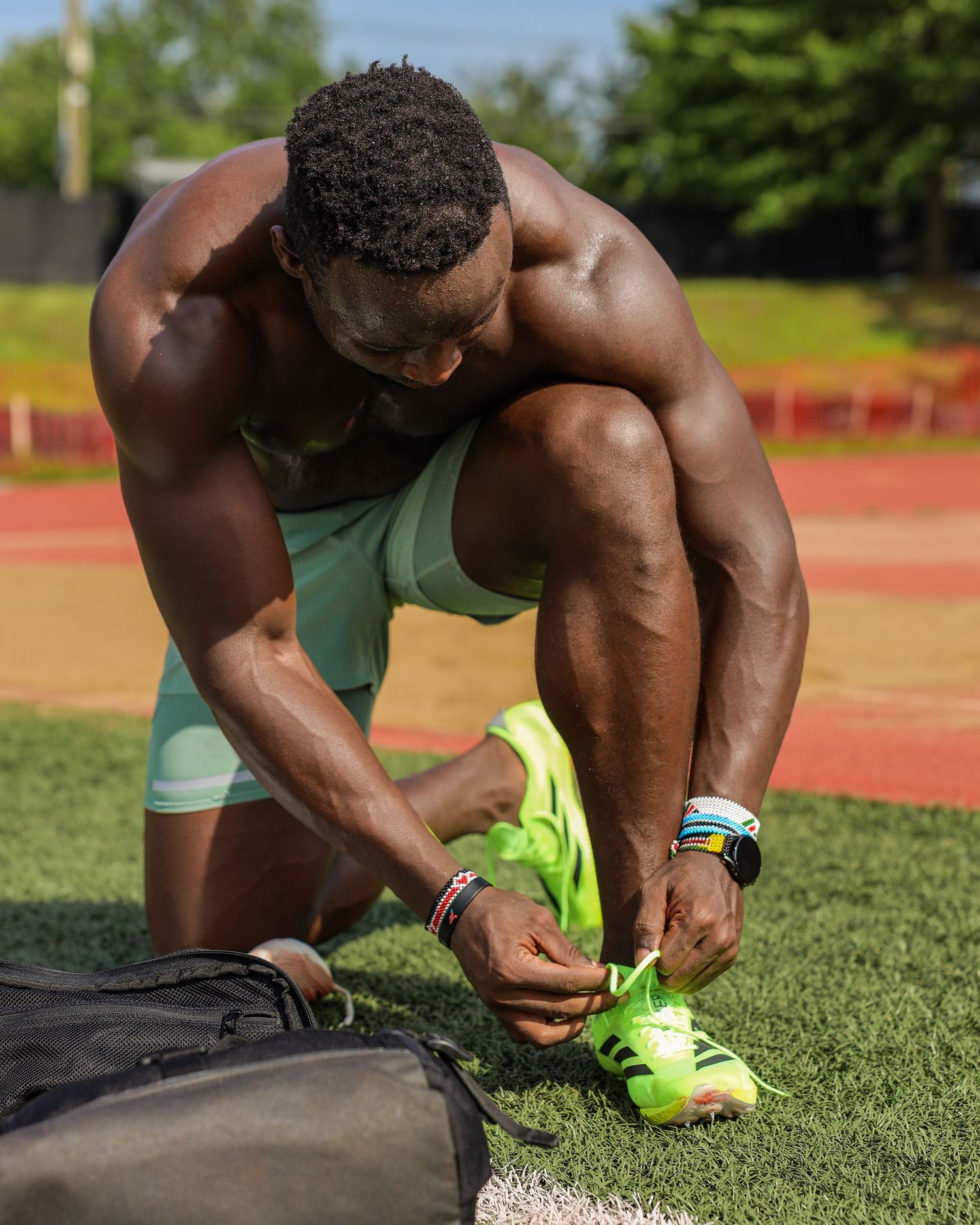 Sports photography capturing pre-training preparation and athlete routine for performance development and branding content