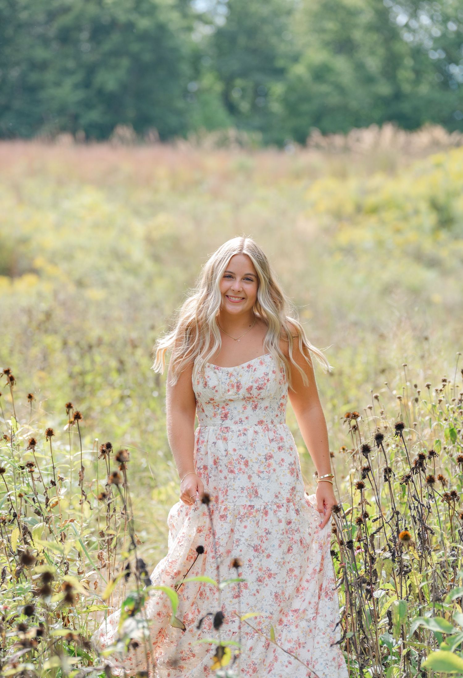 senior having fun moving her dress around