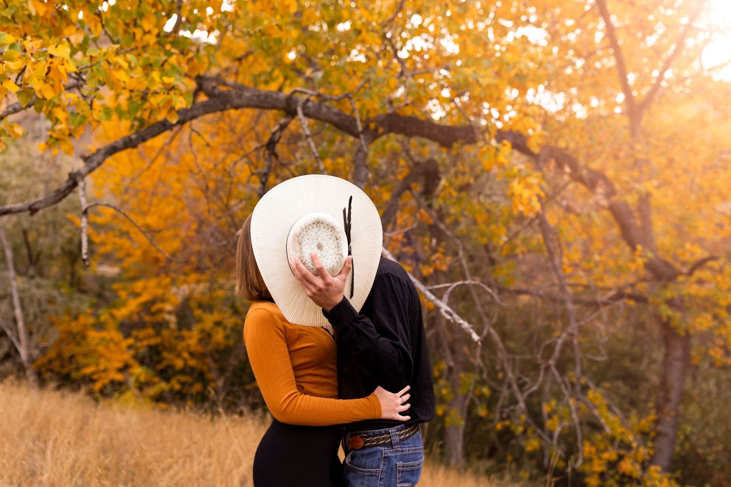 Engagement photo taken at Peterson Creek Park in Kamloops BC during the Fall.