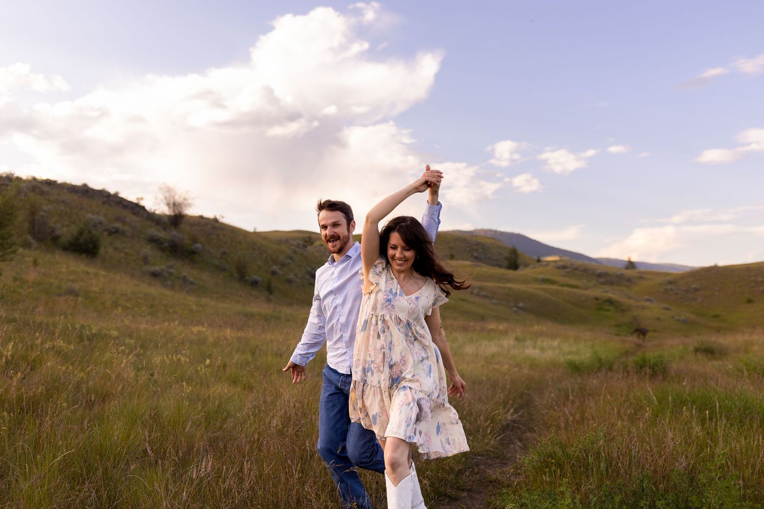 Engagement photo taken in the Lac du Bois Grasslands in Kamloops, BC.