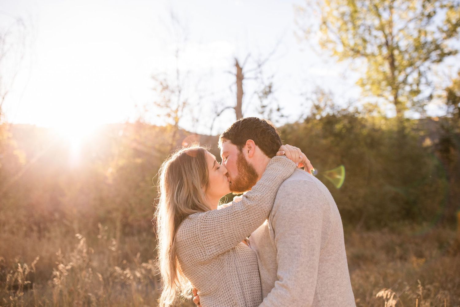 Engagement photo taken at Tranquille Creek Park, Kamloops BC in the Fall during golden hour.