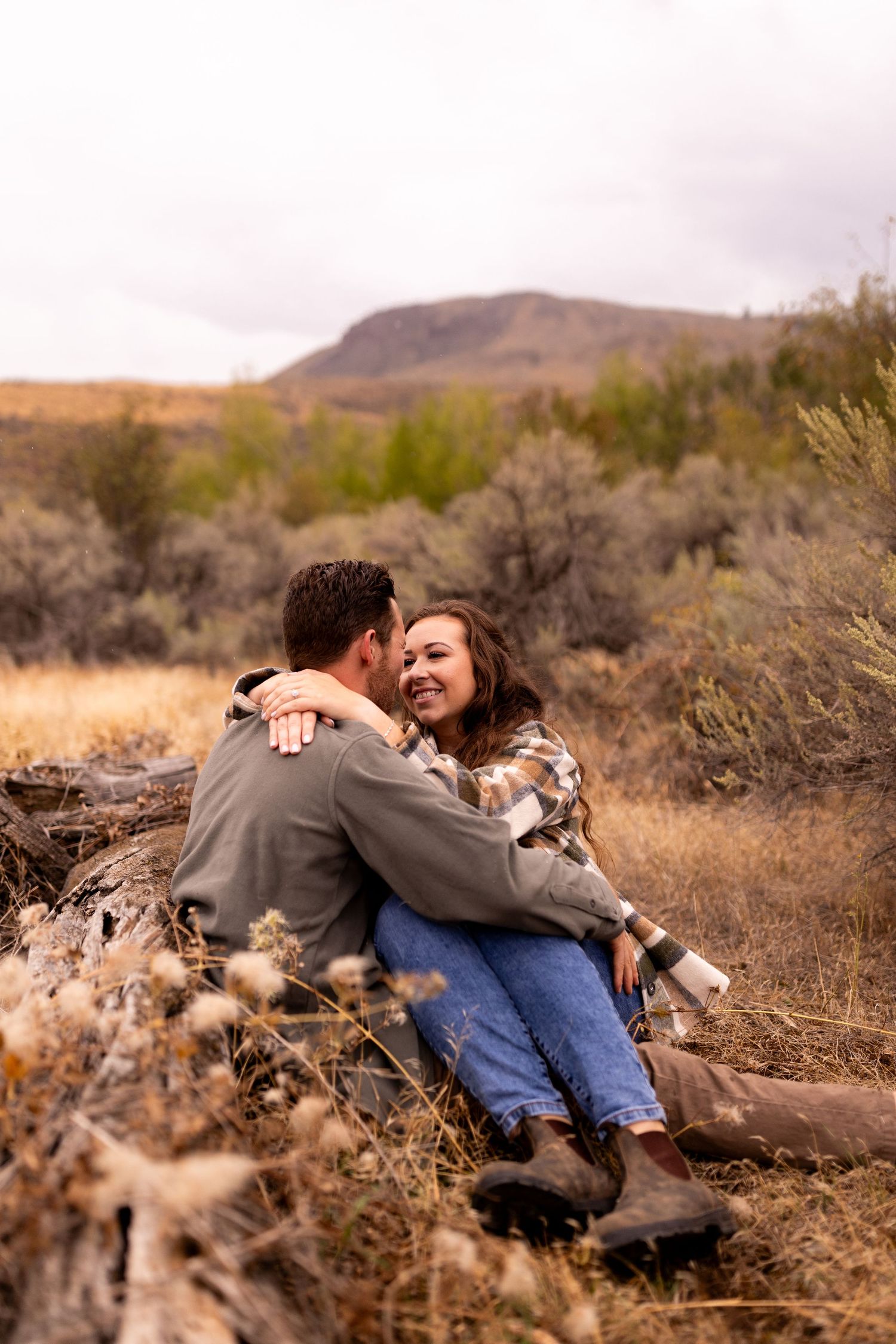 Engagement photo taken at Tranquille Creek Park, Kamloops BC in the Fall.