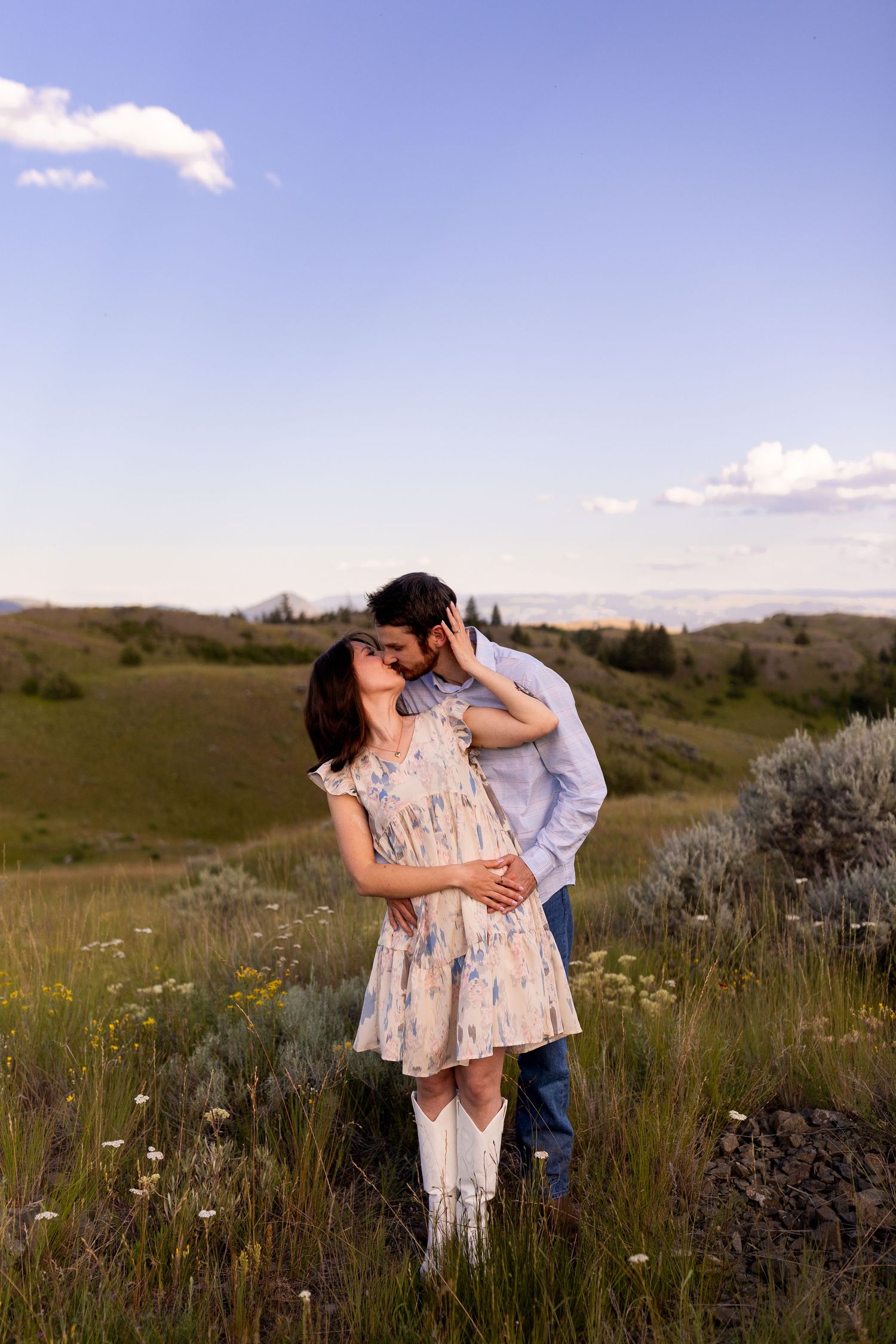 Engagement photo taken in the Lac du Bois Grasslands in Kamloops, BC.