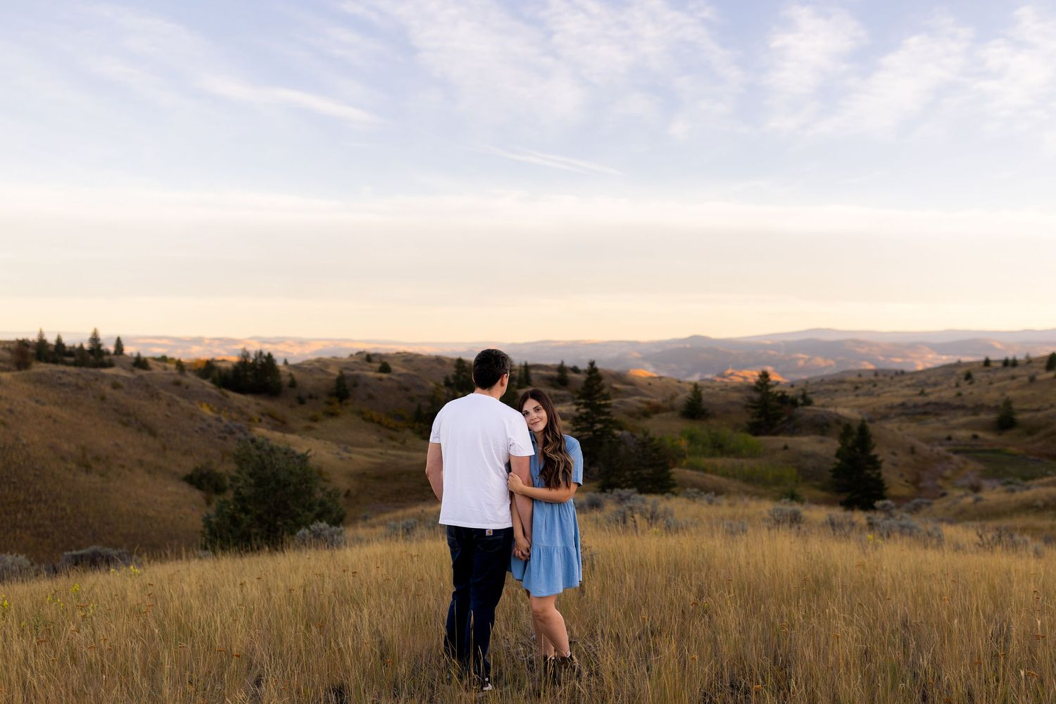 Engagement photo taken in the Lac du Bois Grasslands in Kamloops, BC.