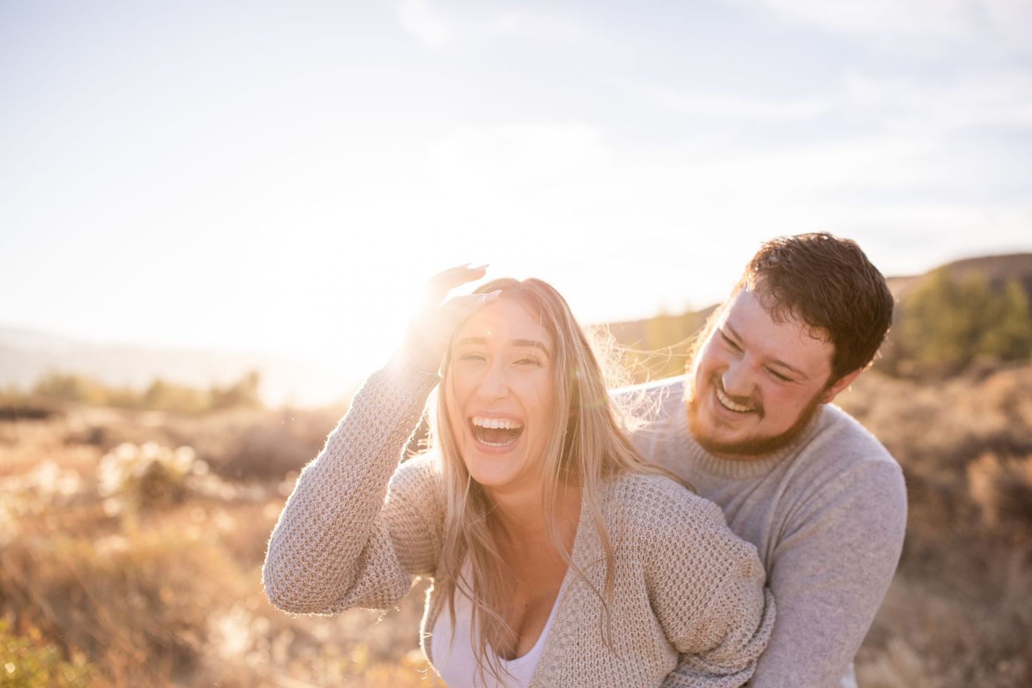 Engagement photo taken at Tranquille Creek Park, Kamloops BC in the Fall during golden hour.
