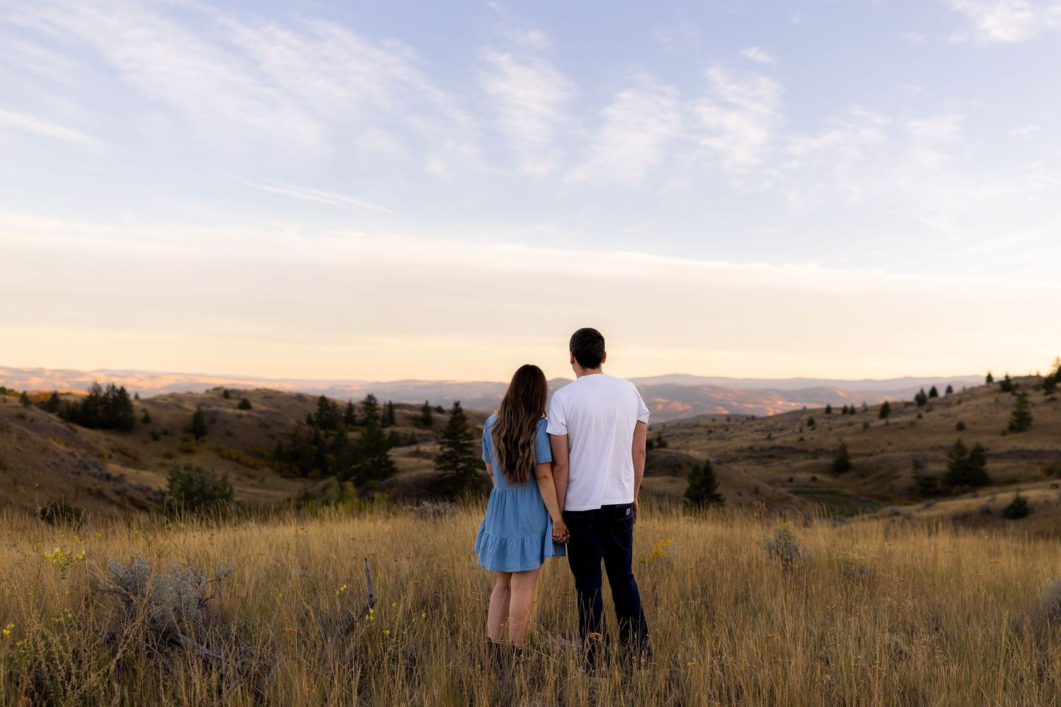 Engagement photo taken in the Lac du Bois Grasslands in Kamloops, BC.
