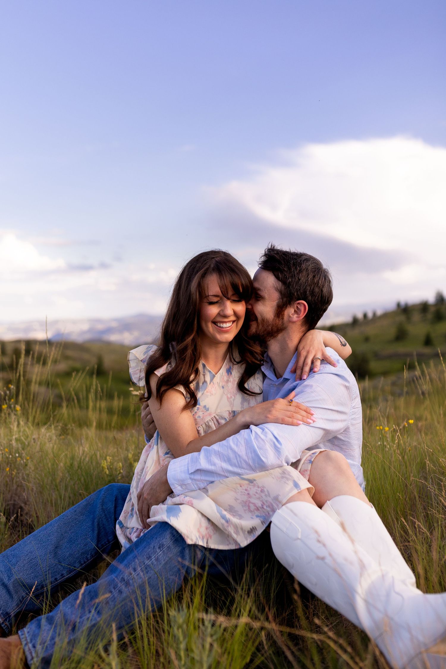 Engagement photo taken in the Lac du Bois Grasslands in Kamloops, BC.