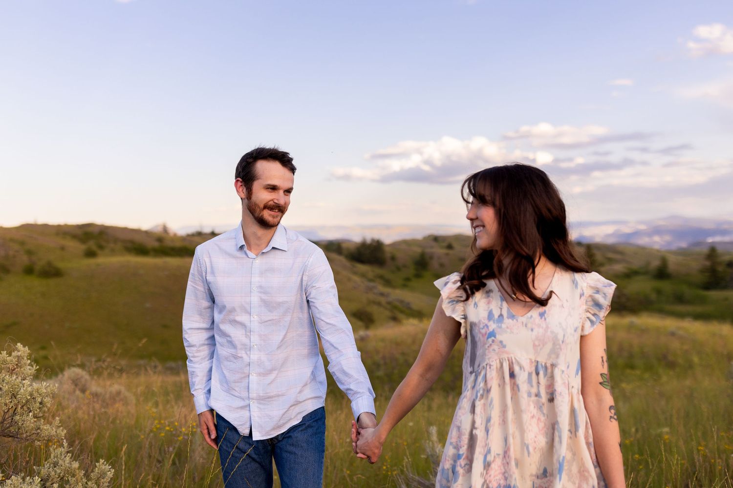 Engagement photo taken in the Lac du Bois Grasslands in Kamloops, BC.