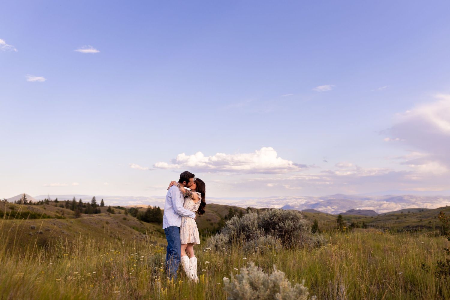 Engagement photo taken in the Lac du Bois Grasslands in Kamloops, BC.