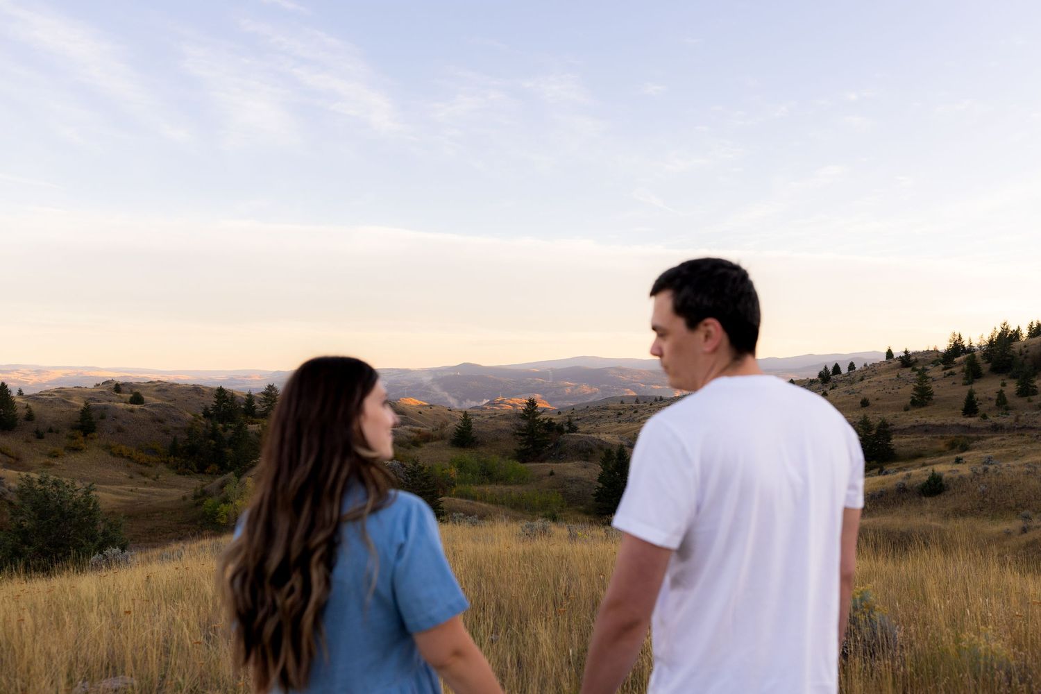 Engagement photo taken in the Lac du Bois Grasslands in Kamloops, BC.