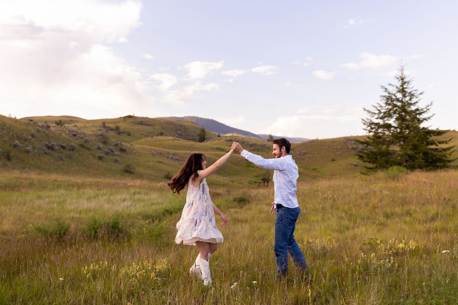 Engagement photo taken in the Lac du Bois Grasslands in Kamloops, BC.