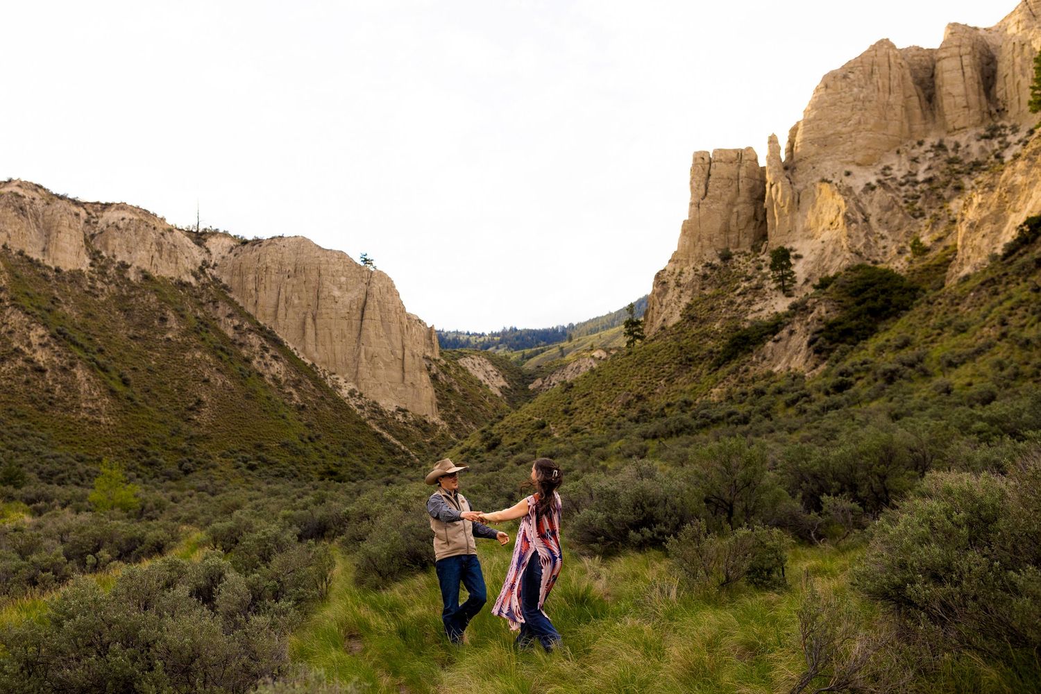 Engagement photo taken at Hoodoo Valley on Shuswap Road in Kamloops BC.