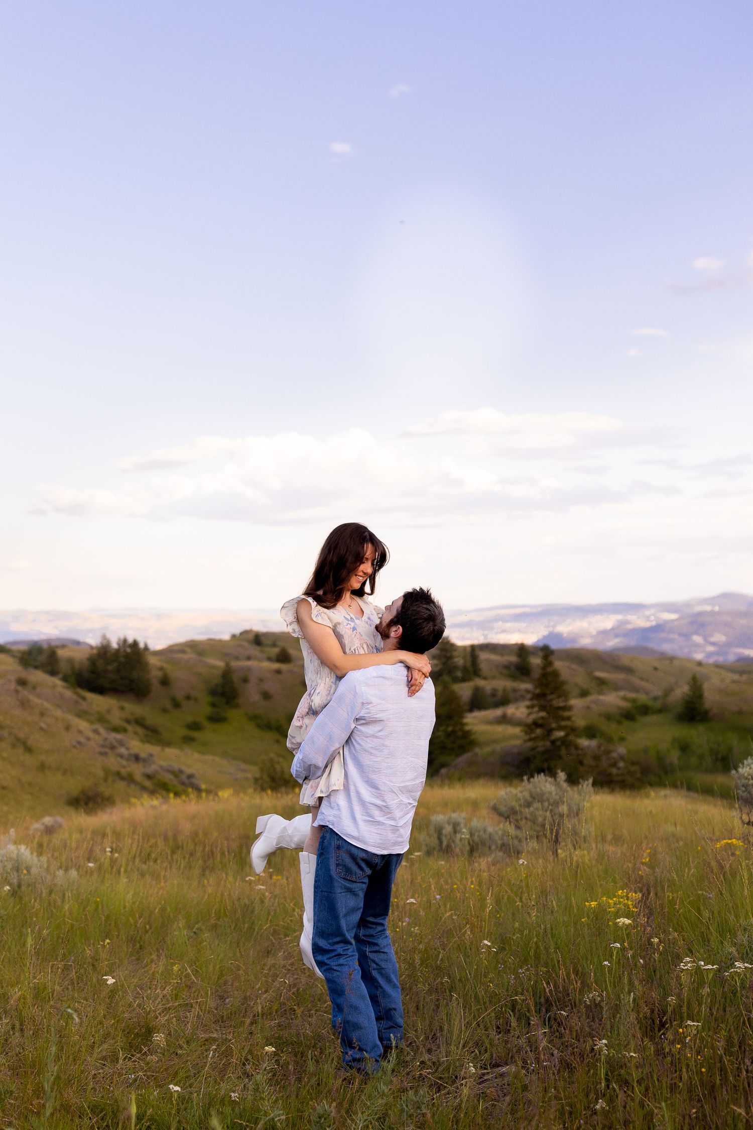 Engagement photo taken in the Lac du Bois Grasslands in Kamloops, BC.