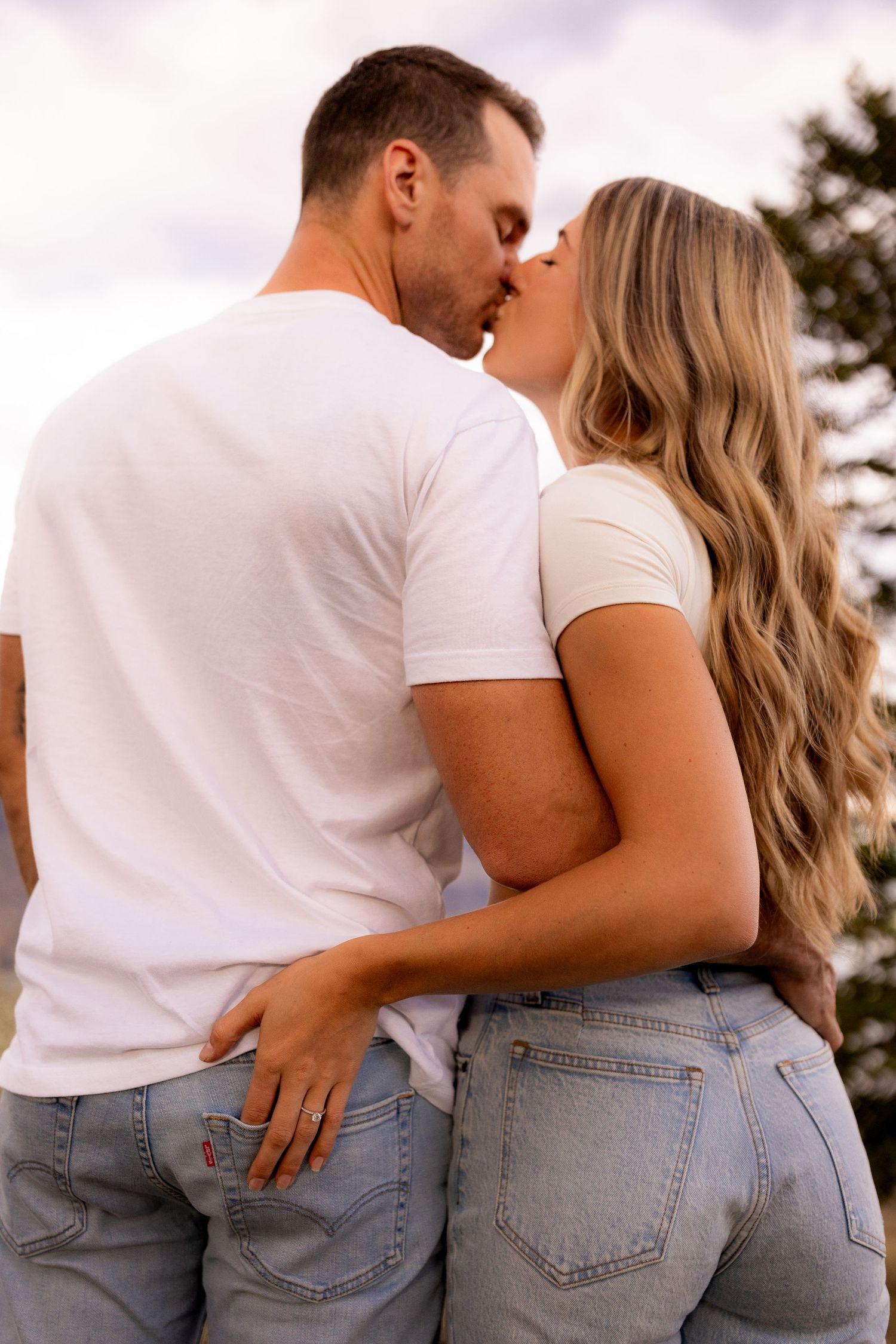 Engagement photo taken at the Kamloops Lake lookout and viewpoint on Six Mill Hill near Kamloops BC and Savona BC.